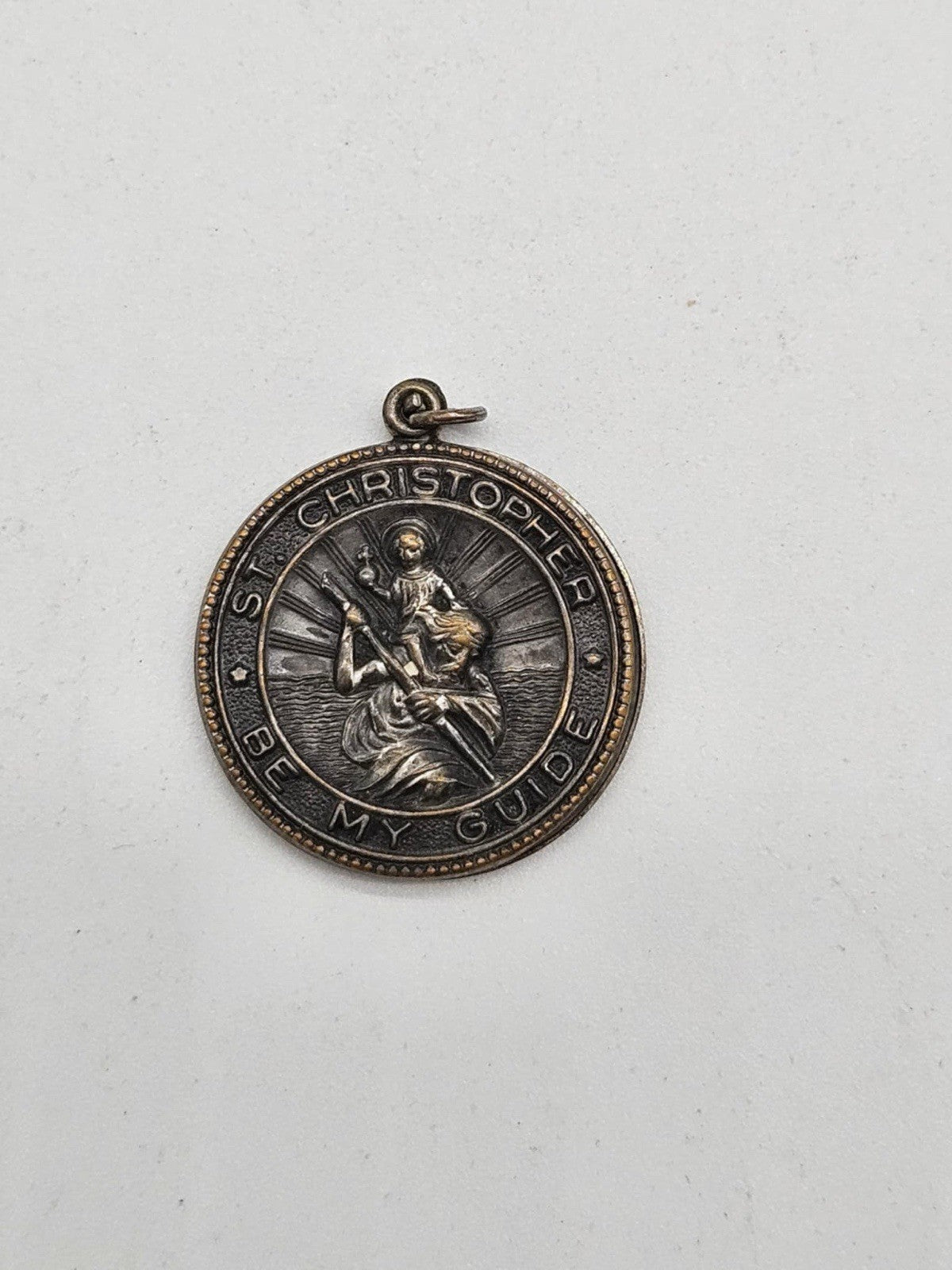 Vintage Sterling St Christopher Medal M De Jean Sterling