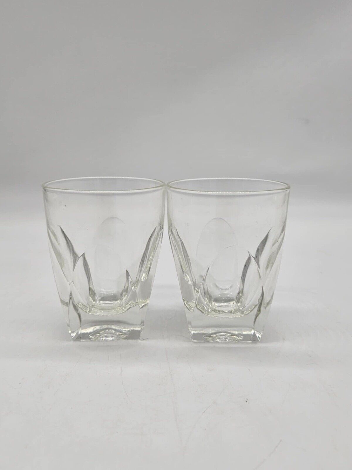 Vintage Colony Vanity Clear Flat Tumblers Heavy Old Fashioned Whiskey Glass Set