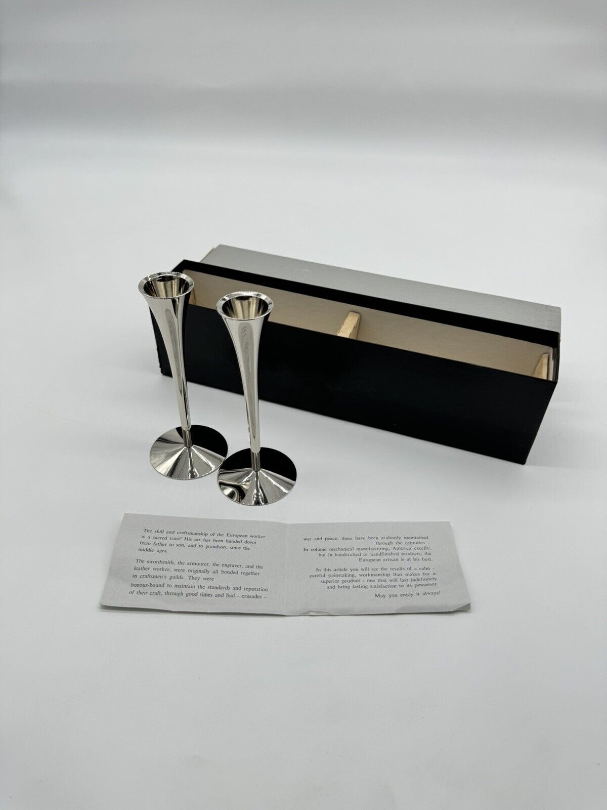 Arthur Salm AS Solingen Germany Candlestick  Holder 6” Tapered MCM Metal NIB