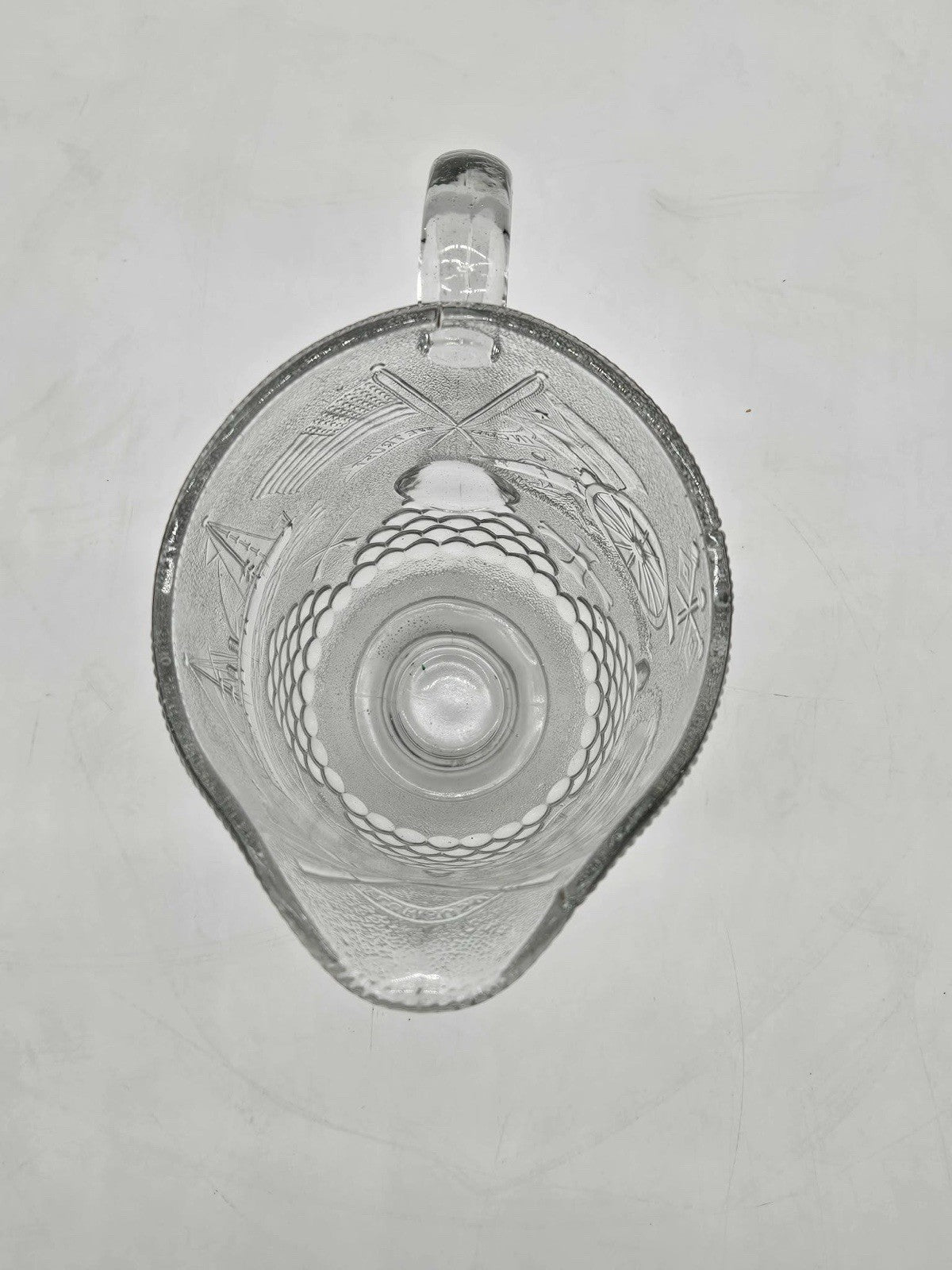 PITCHER EAPG BEATTY-BRADY -ADMIRAL DEWEY- Clear Glass Spanish Amer War ANTIQUE