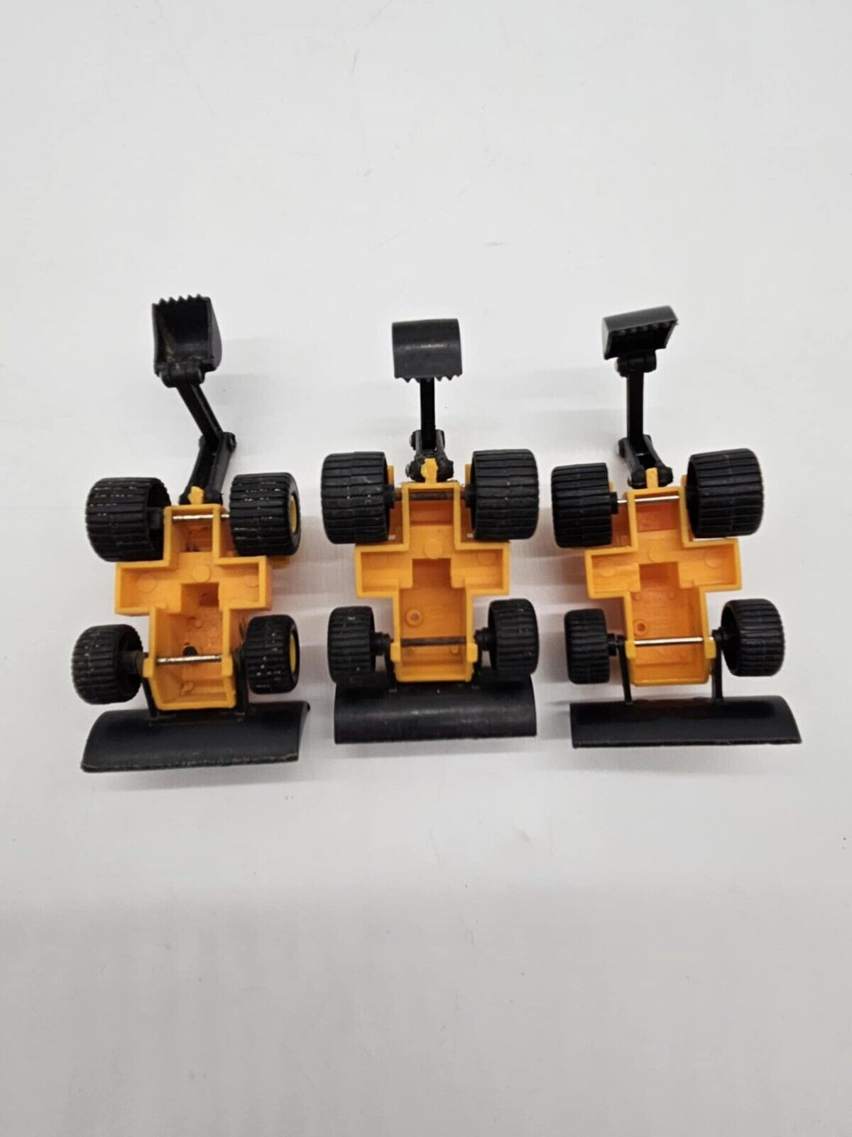 3 Soma Mighty Wheels Yellow Digger Bulldozer Front Loader Excavator  Plastic Toy