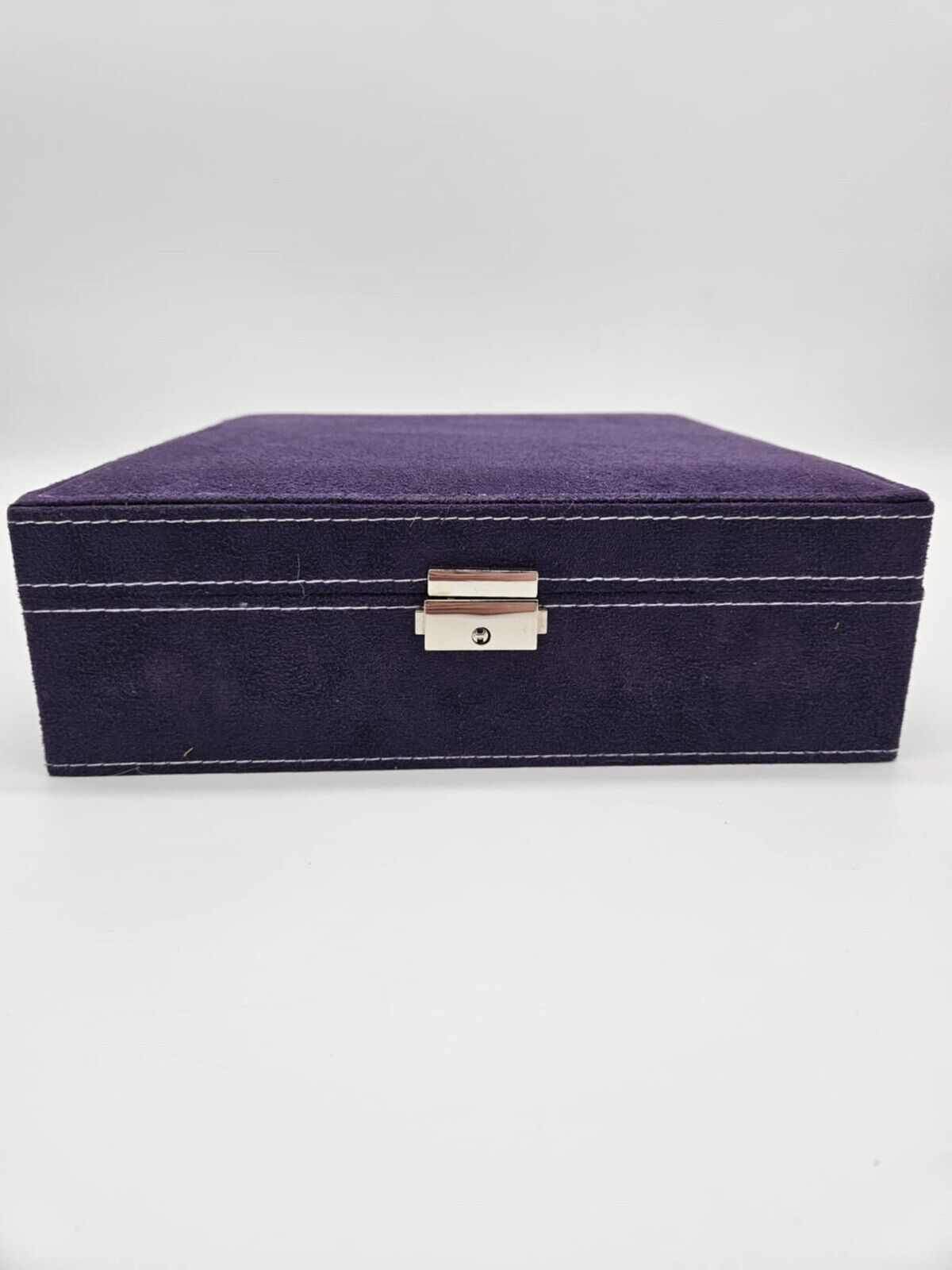 2-Layer Velvet Jewelry Box Organizer Lint Jewelry Display Storage Case w/Lock