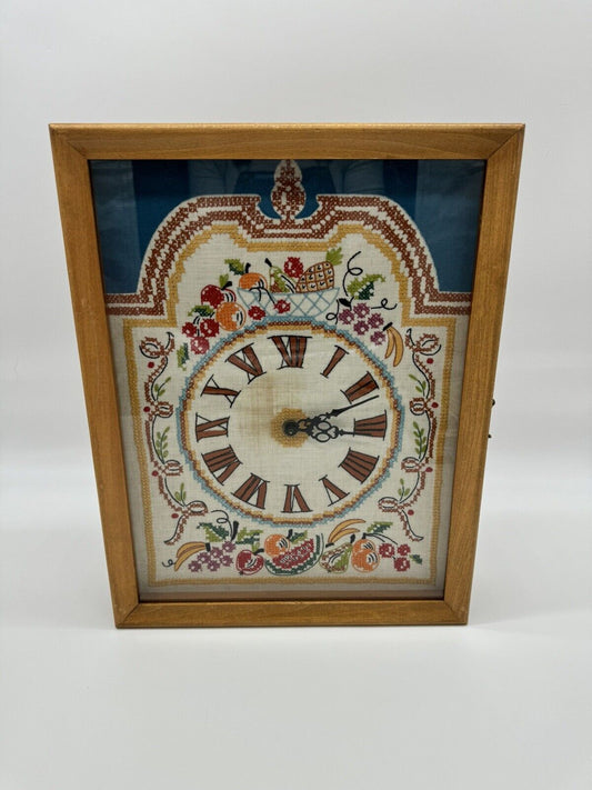 Vintage Telechron Movement Embroidered Wall Clock