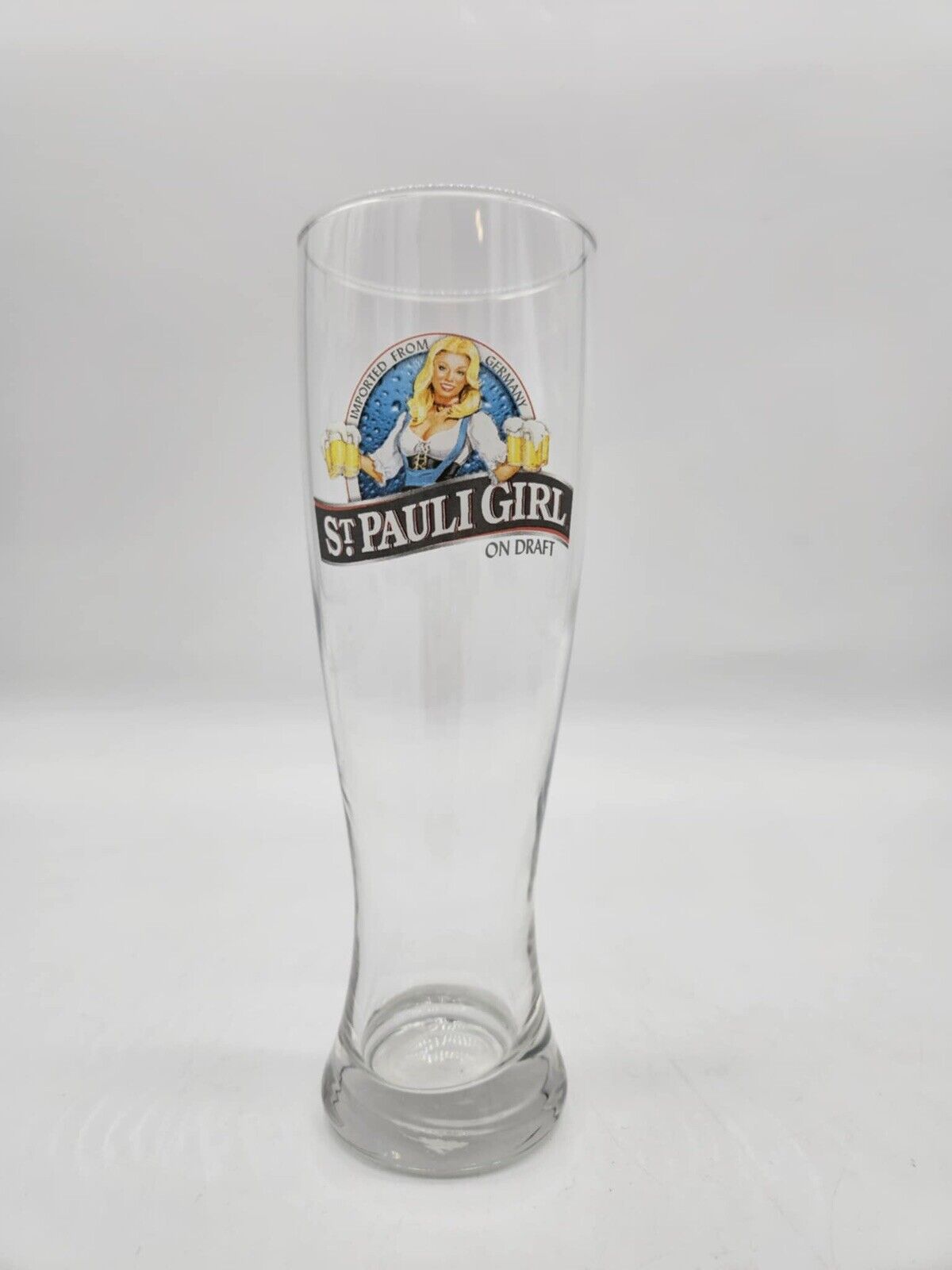 Vintage St Pauli Girl Pilsner Beer 8.5" 16 oz  Clear Glass Bremen Germany