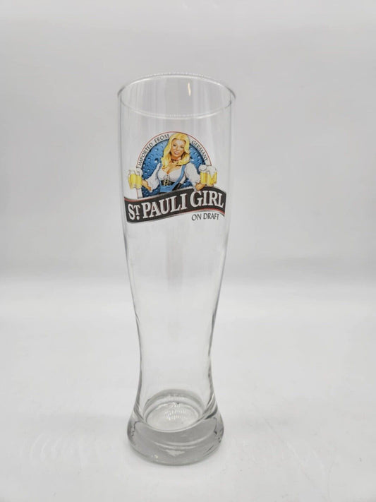 Vintage St Pauli Girl Pilsner Beer 8.5" 16 oz  Clear Glass Bremen Germany