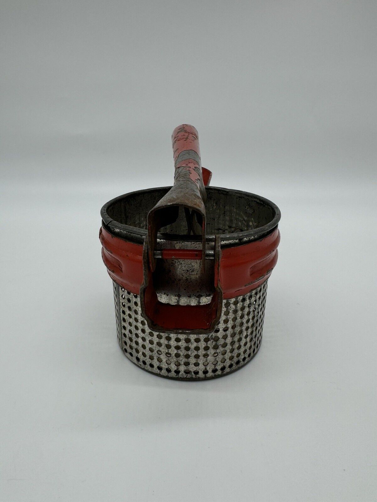 Vintage Potato Ricer Grinder Red Handle Antique Metal Kitchen Tool Juice