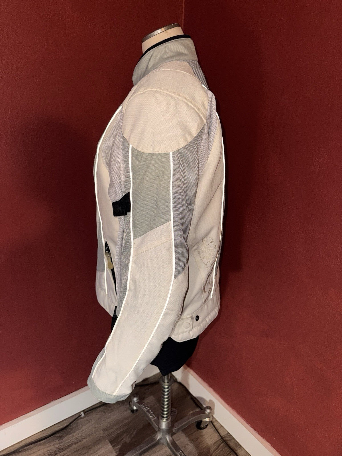 Castle Streetwear Women's Padded Motorcycle Jacket Textile Grey/White Size 12