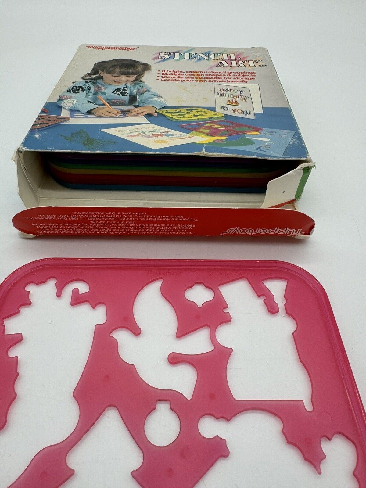 Tupperware Tuppertoys Vintage Stencil Art Set w/ 3 Xtra Totaling 11 Stencils