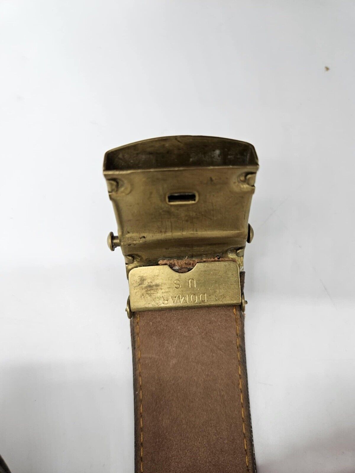 Vintage Western Leather Belt 2'' Tool Floral Coffee & Brass Belt Buckle