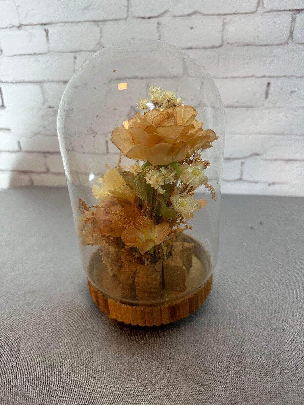 Vintage Floral Cloche Dome 5" Freeze Dried VHD