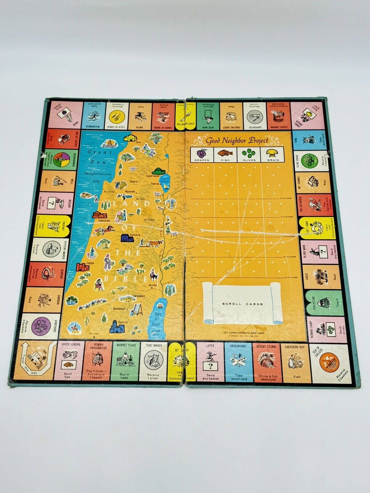 1966 Cadaco Ten Commandments Bible Game Replacement Parts GAME BOARD