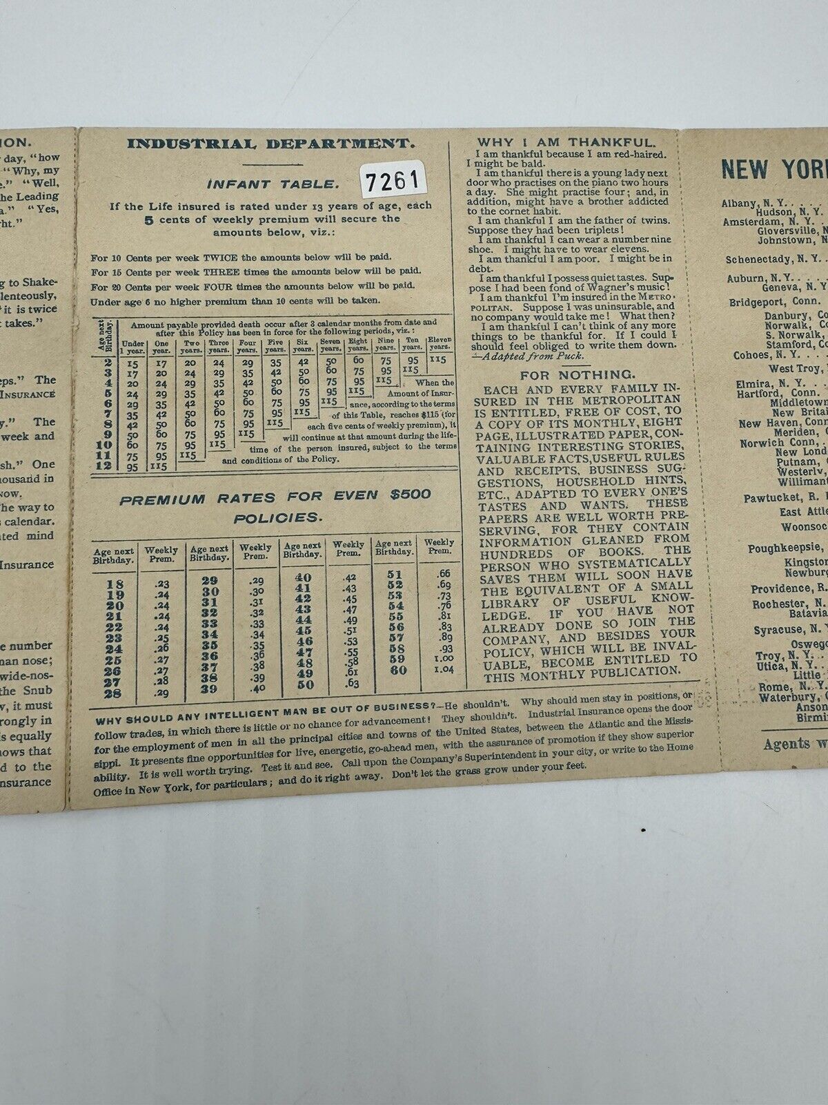 Antique VTG 1893 Calendar - THE METROPOLITAN LIFE INSURANCE CO  **MINT**