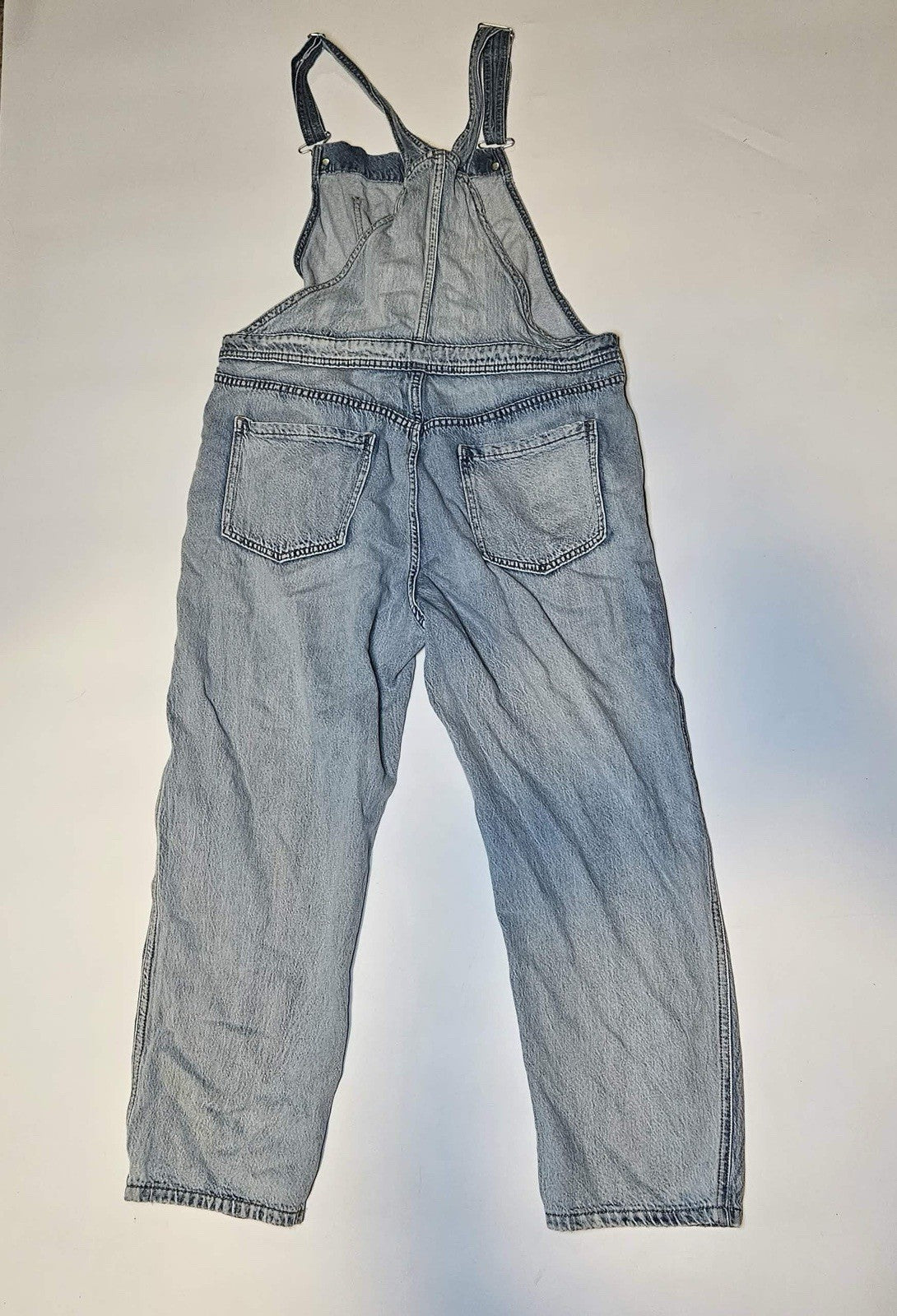 Lucky Brand Women’s Denim Overalls Light Wash Distressed Bib Pants Size L