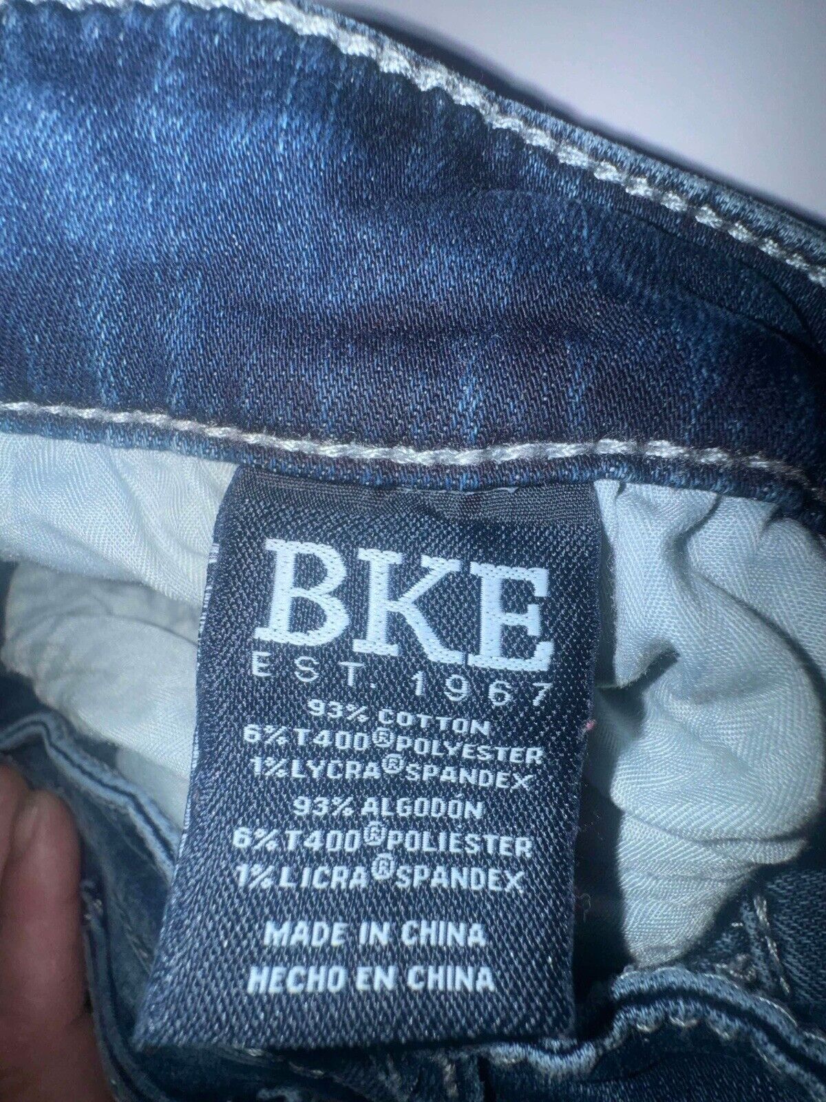 BKE Mens 31 x 34 Jeans Derek Straight Leg Blue Dark Wash Faded High Rise Denim