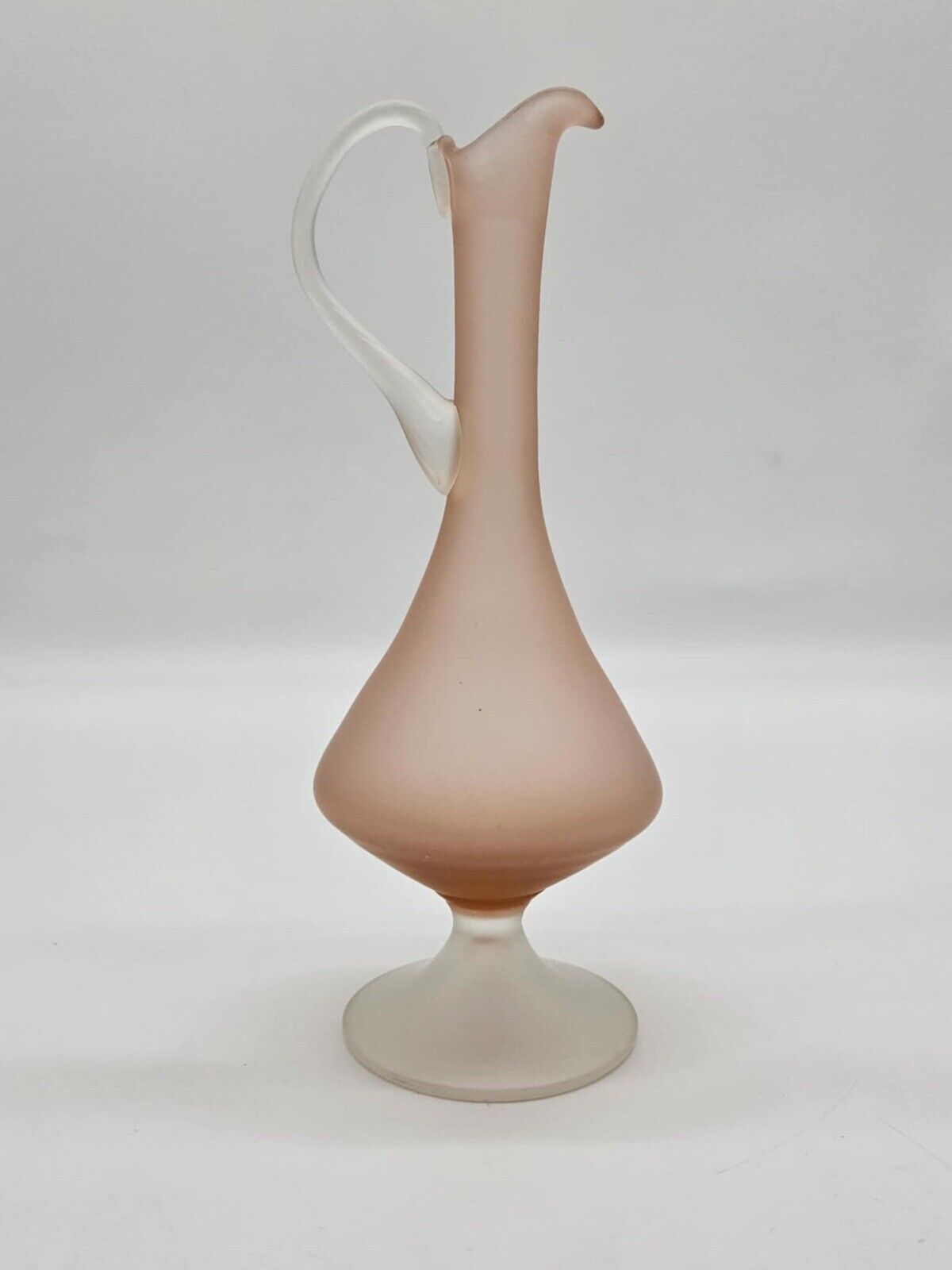 Vintage Pink Pastel Frosted Glass Vase Jug Mid Century Design Empoli VHD