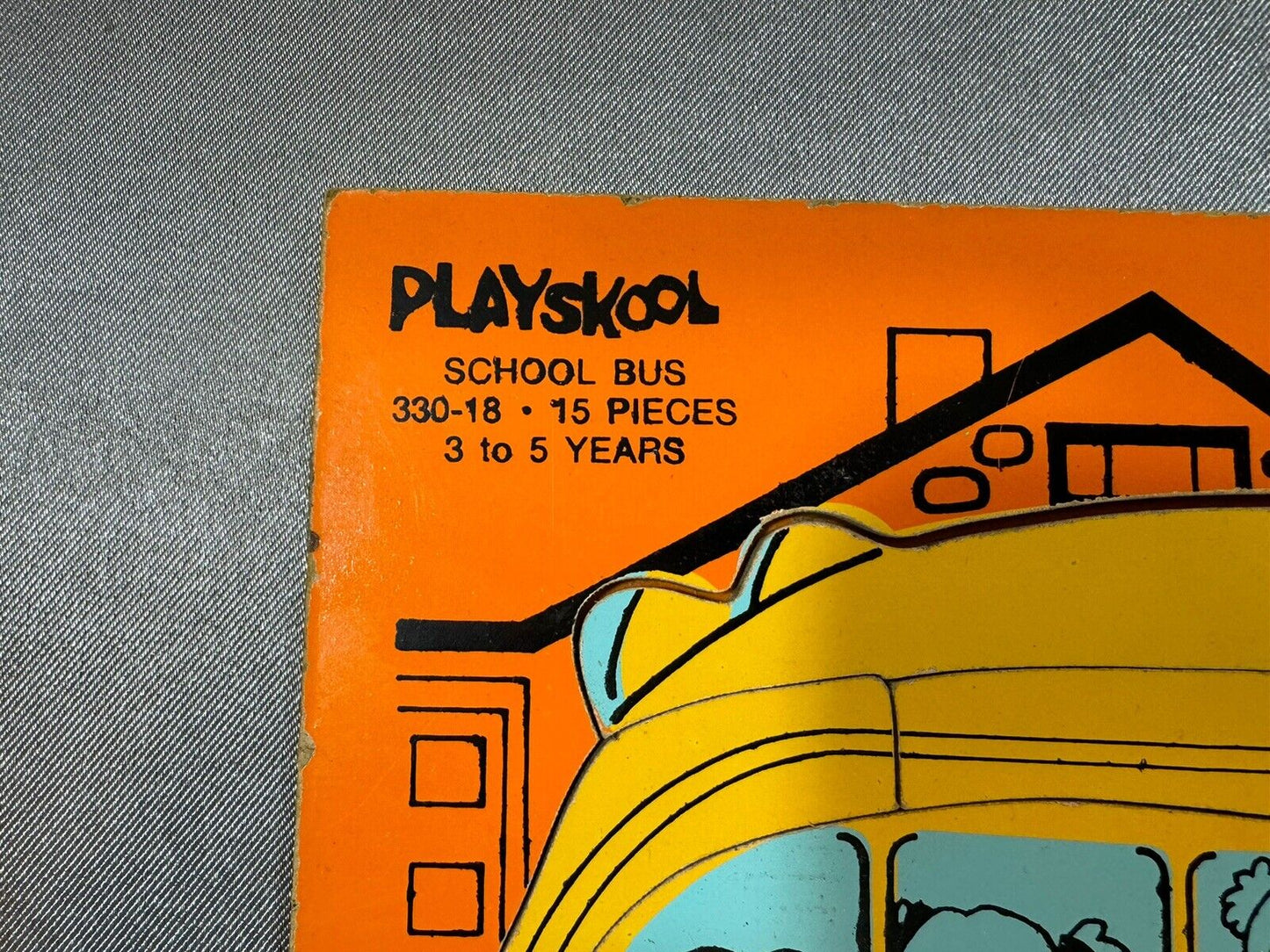 Vintage Puzzle Preschool Playskool School bus driver seatbelt wheel round town