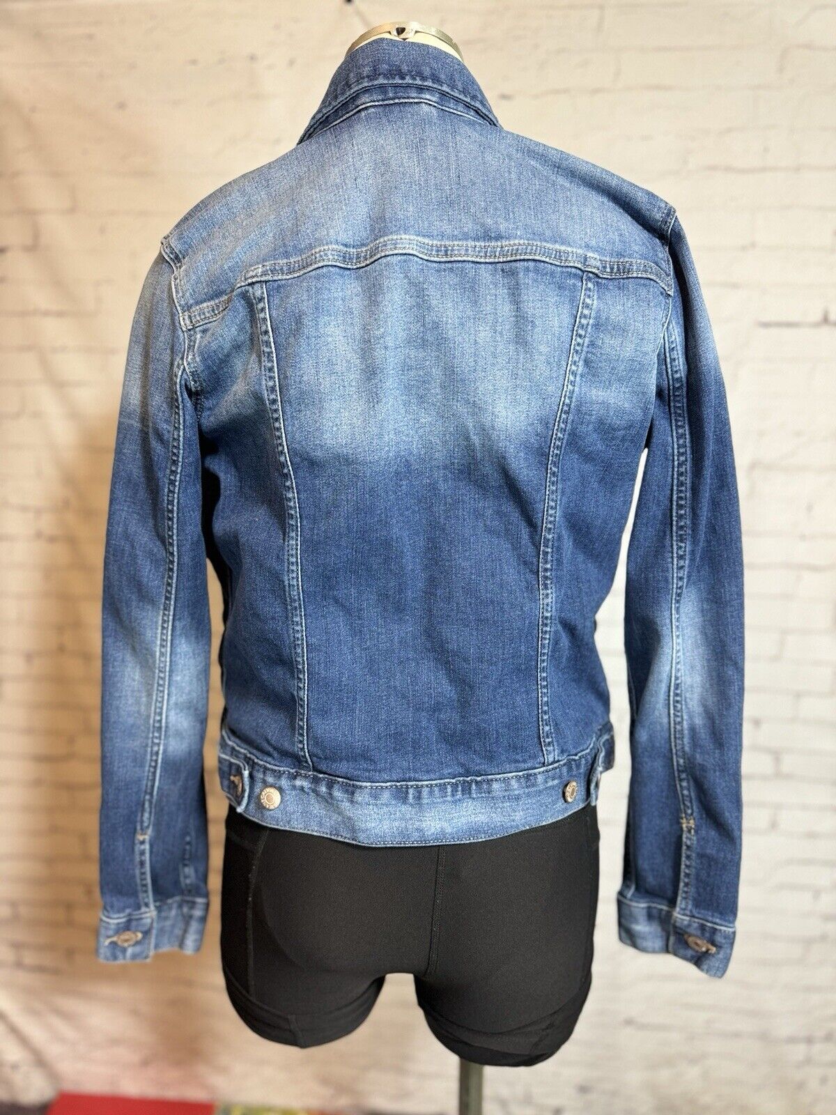 SZ SMALL Calvin Klein Jeans Jacket Women's Blue Denim Trucker Stretch WCLTH 001