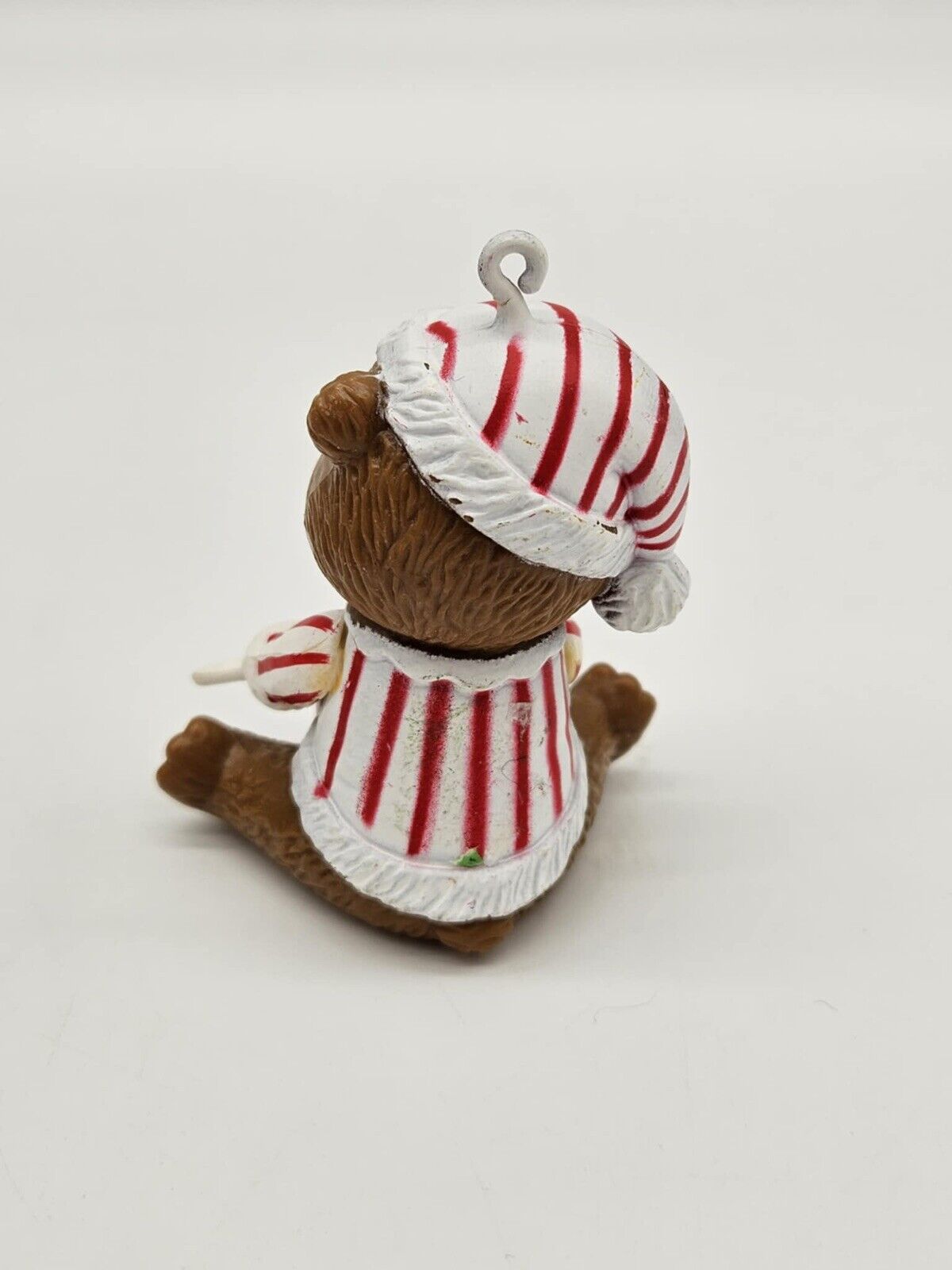 2 Vintage Christmas Teddy Bears In Pajamas With Present Ornament