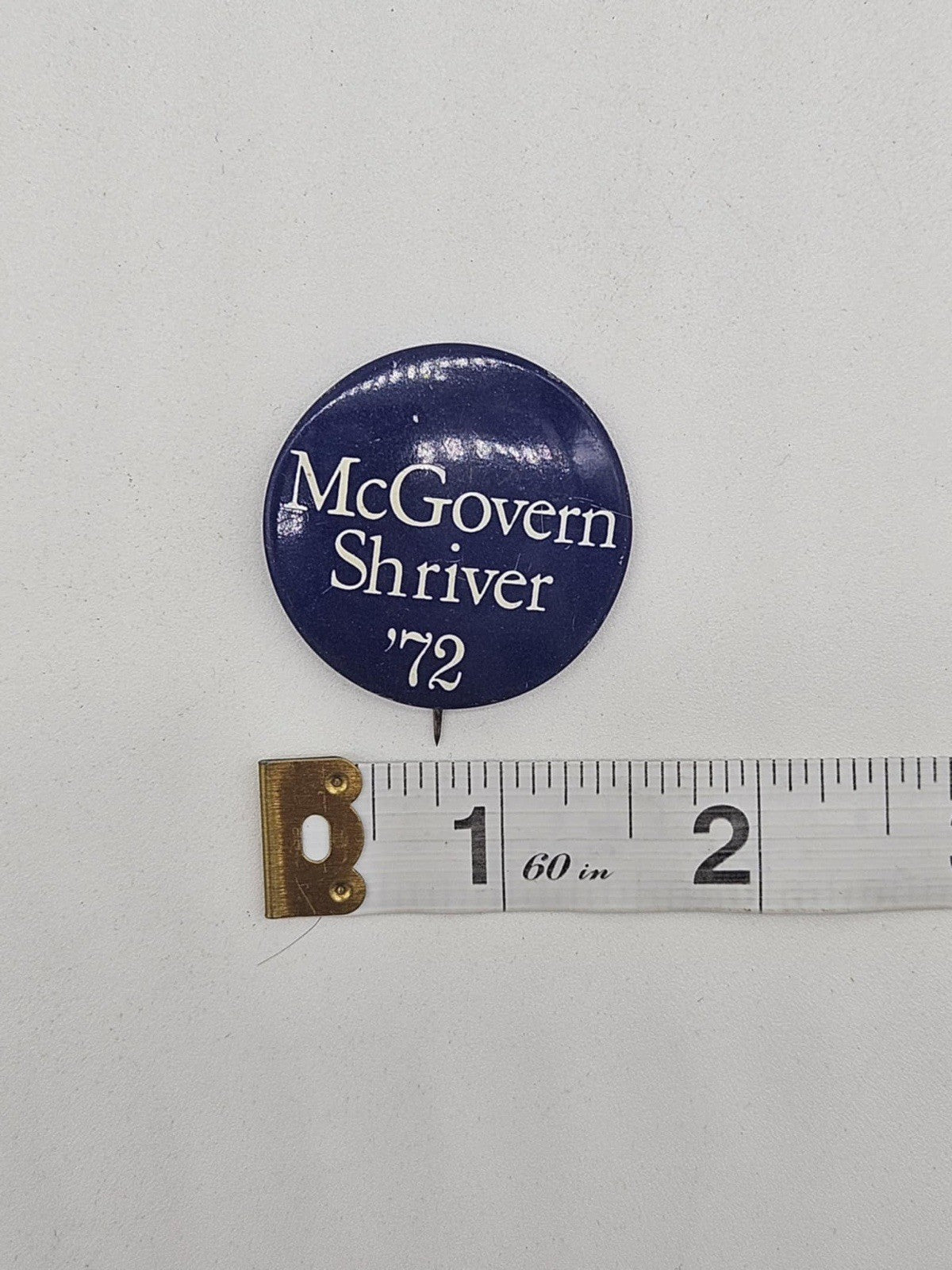 Vintage McGovern Shriver ‘72 Blue Pinback Button Presidential Campaign Pin 1972