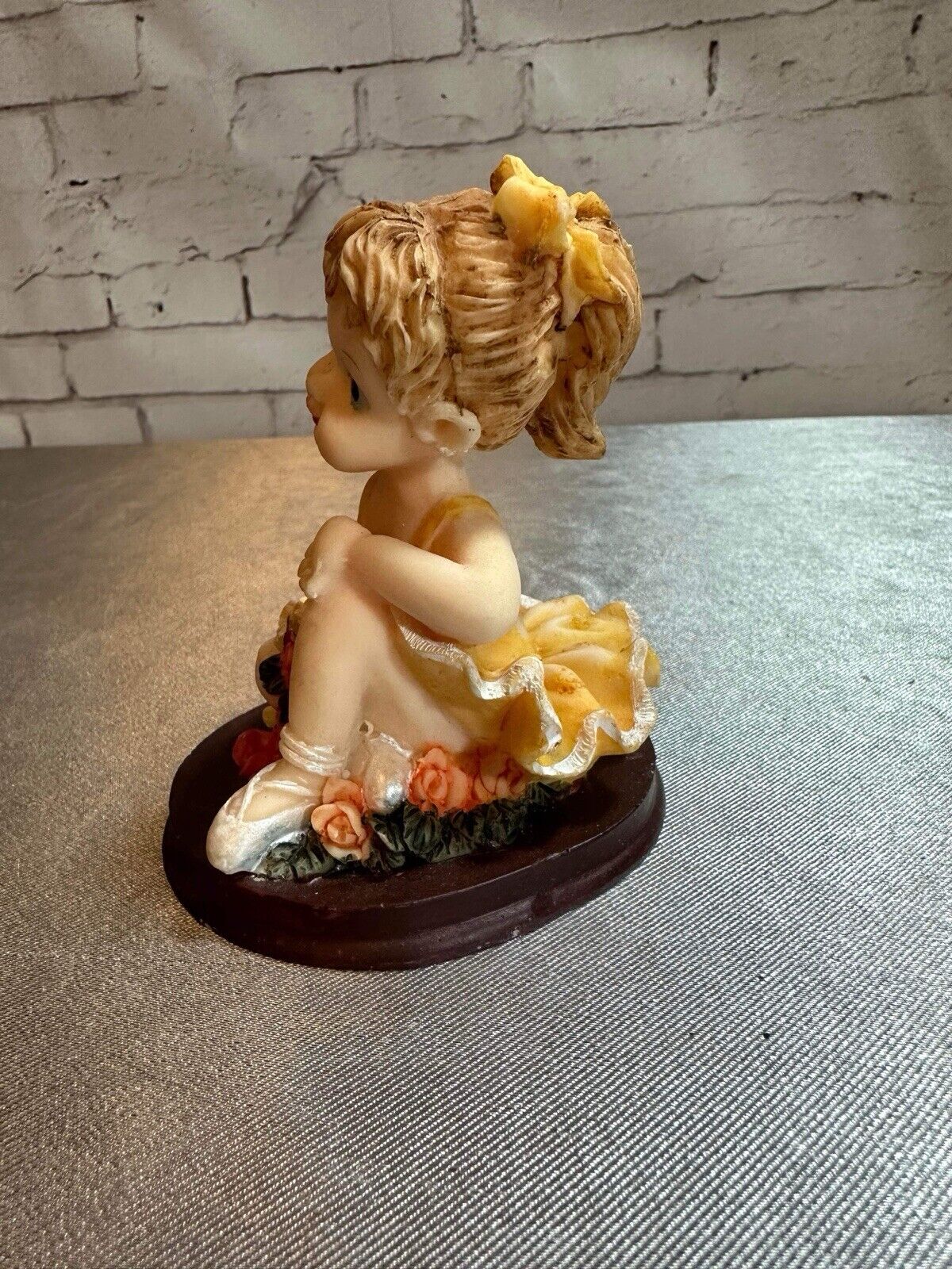 Vintage Sitting Child Ballerina With Roses Ceramic Figurine VFG