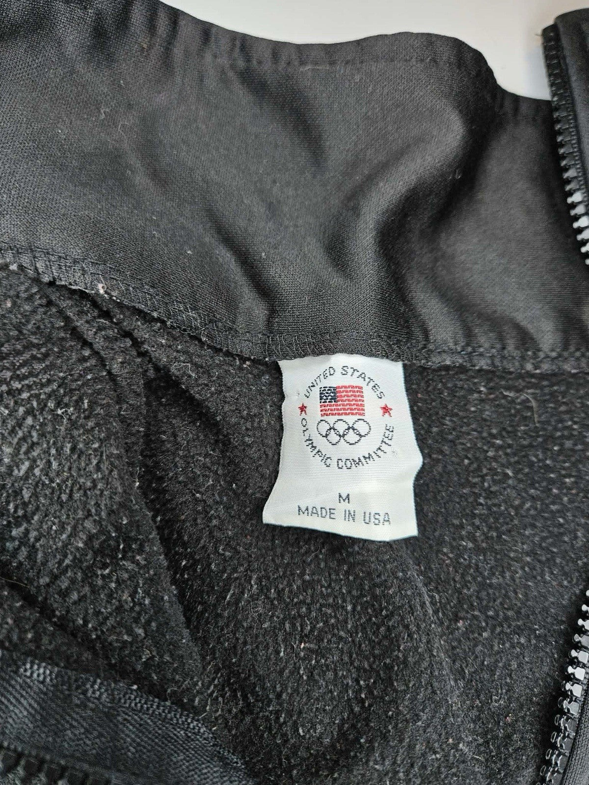 USA Olympic Team Black Zip Jacket Made in USA Size M