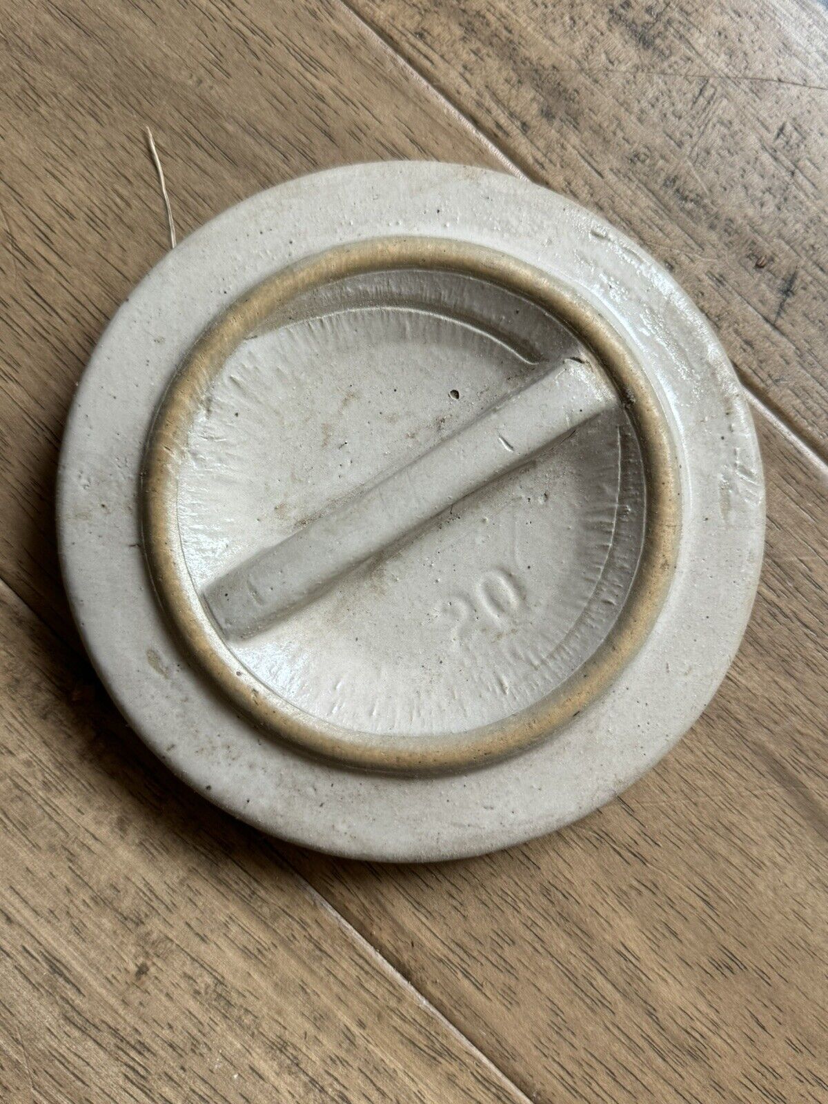 Antique Stoneware Pottery Crock with Lid, Salt Glaze, Metal and Wood Handle