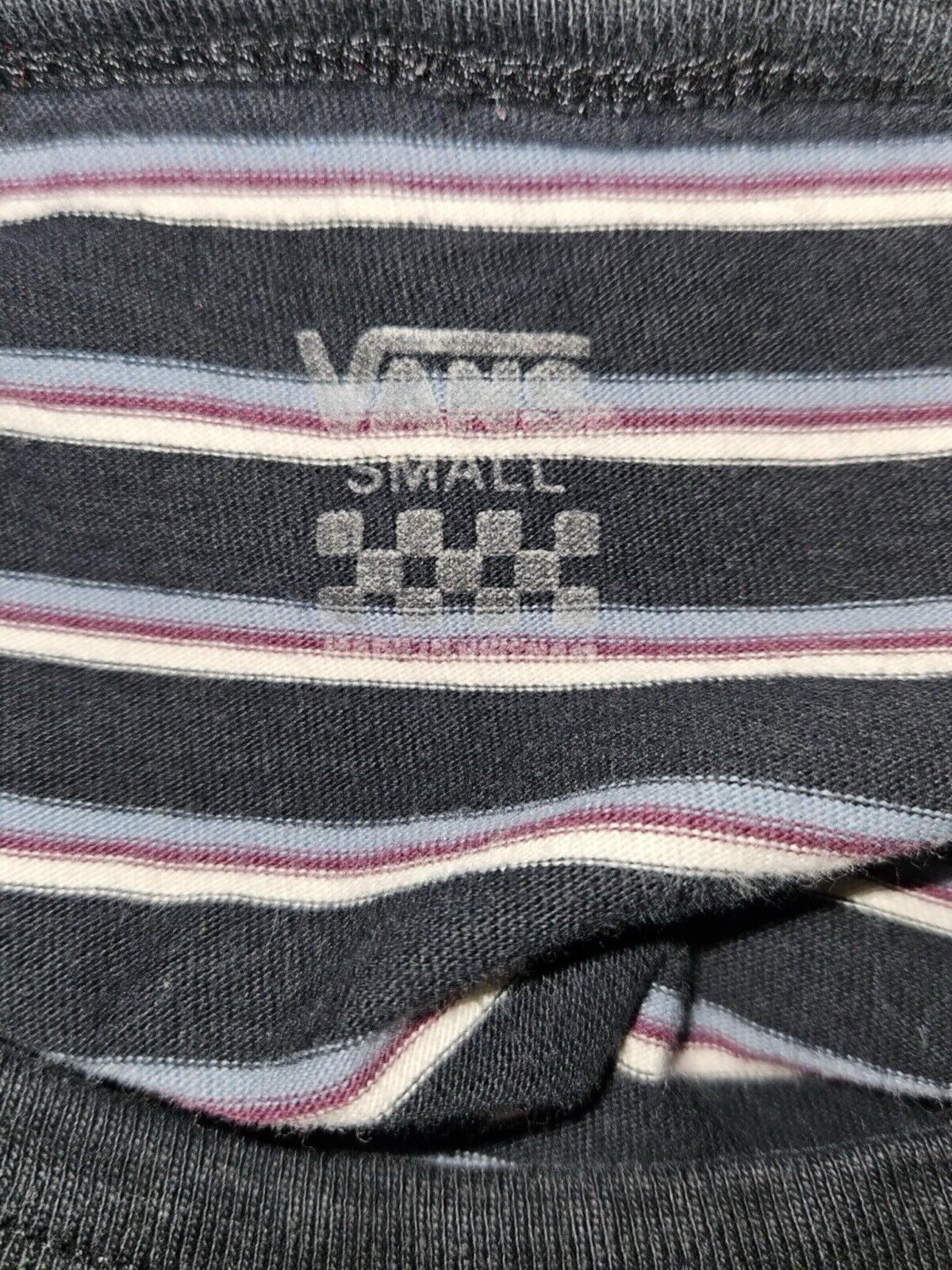 VANS Striped Retro Style Crop T Shirt Juniors Girls SM Black White Short Sleeve