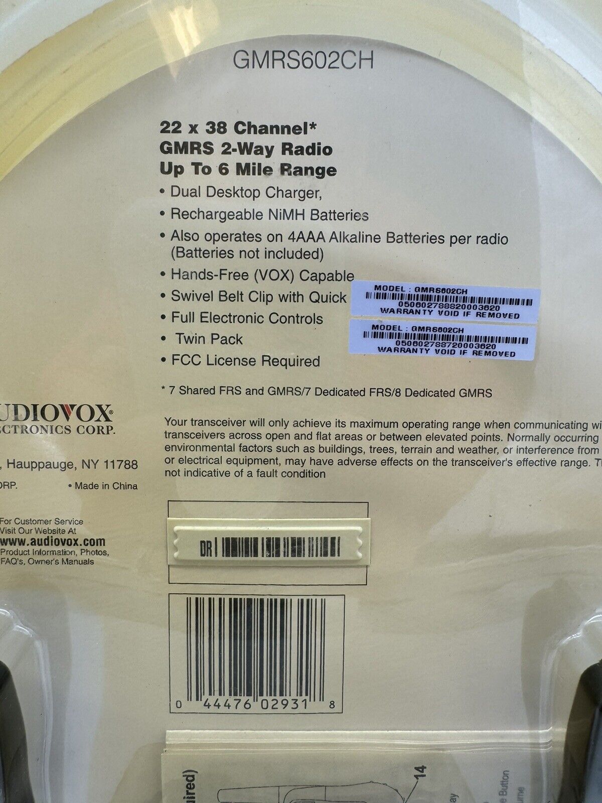 Audiovox Keep in Touch GMRS 2 Way Radio Twin Pack 6 Mile Radius