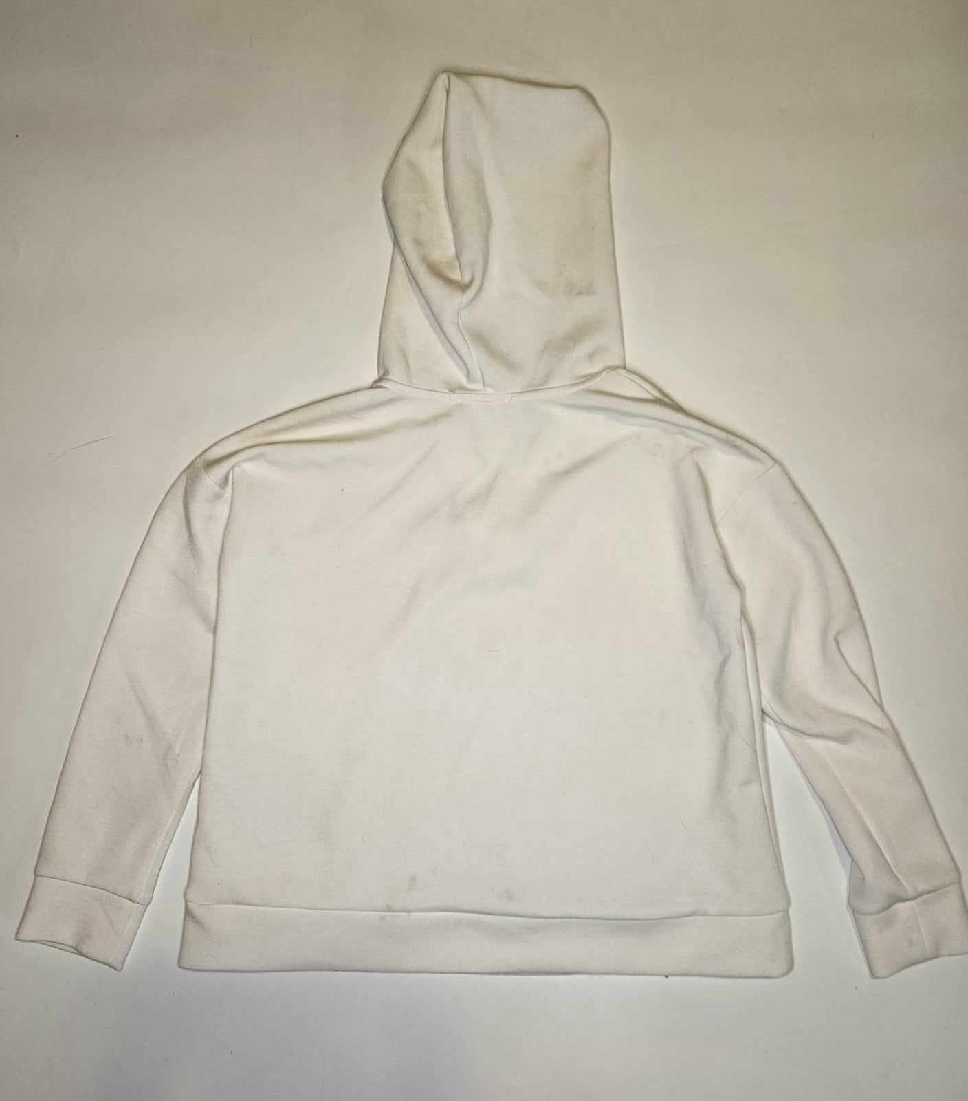 White Cropped Pullover Hoodie Sweatshirt Size S/M
