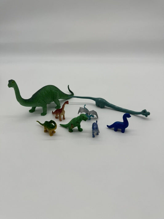 Assorted Vintage Dinosaur Toys Mixed Set of 8 Colorful Prehistoric Figures