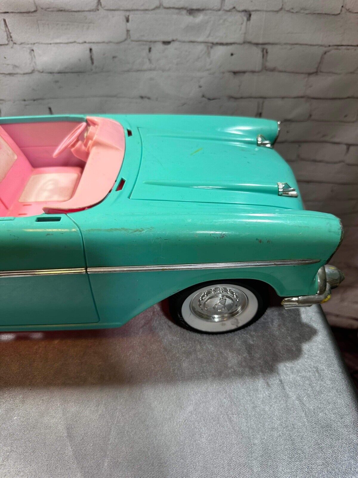 Barbie 57 Chevy Bel Air Convertible Car Turquoise Pink Incomplete Vintage 1988
