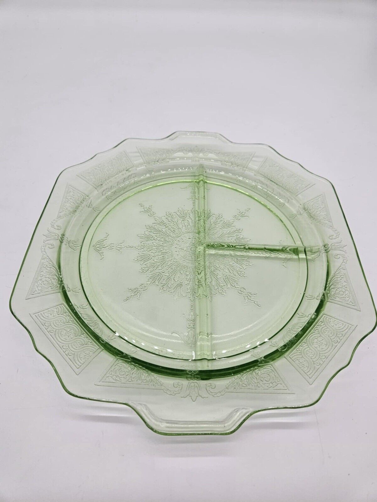 2 Vintage Uranium Glassware Pieces & One Vintage Textured Green Glass Bowl