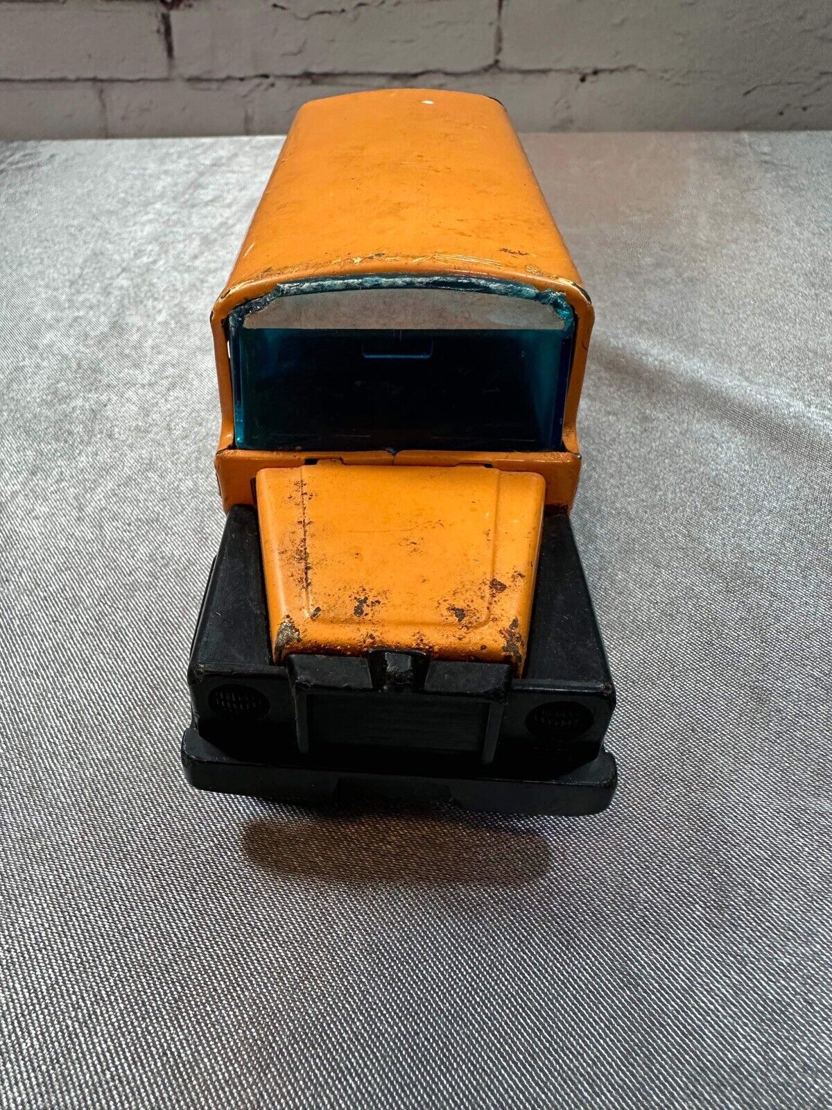 1980 Buddy L Corp Pressed Steel School Bus Black/White Stripes Wheels 6.5 003