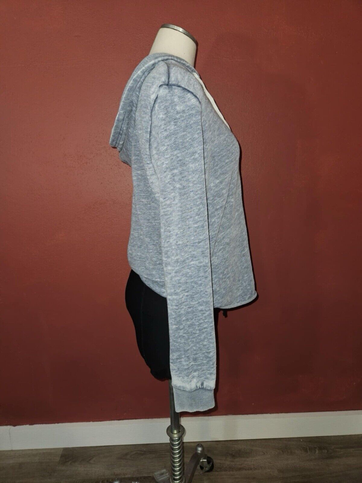 Alternative Apparel Blue Pigment Dyed Hoodie Rolled Hem Womens Small