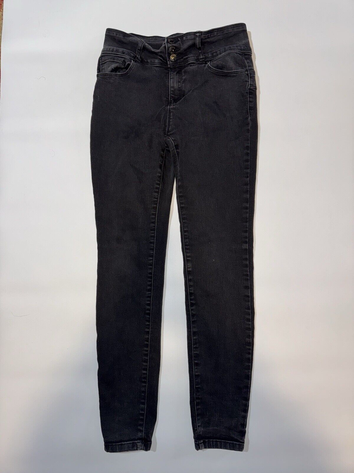 Wax Jean Butt I Love You Skinny Push Up Twill Pants Sz 7/28 Black Stretch WCLTH
