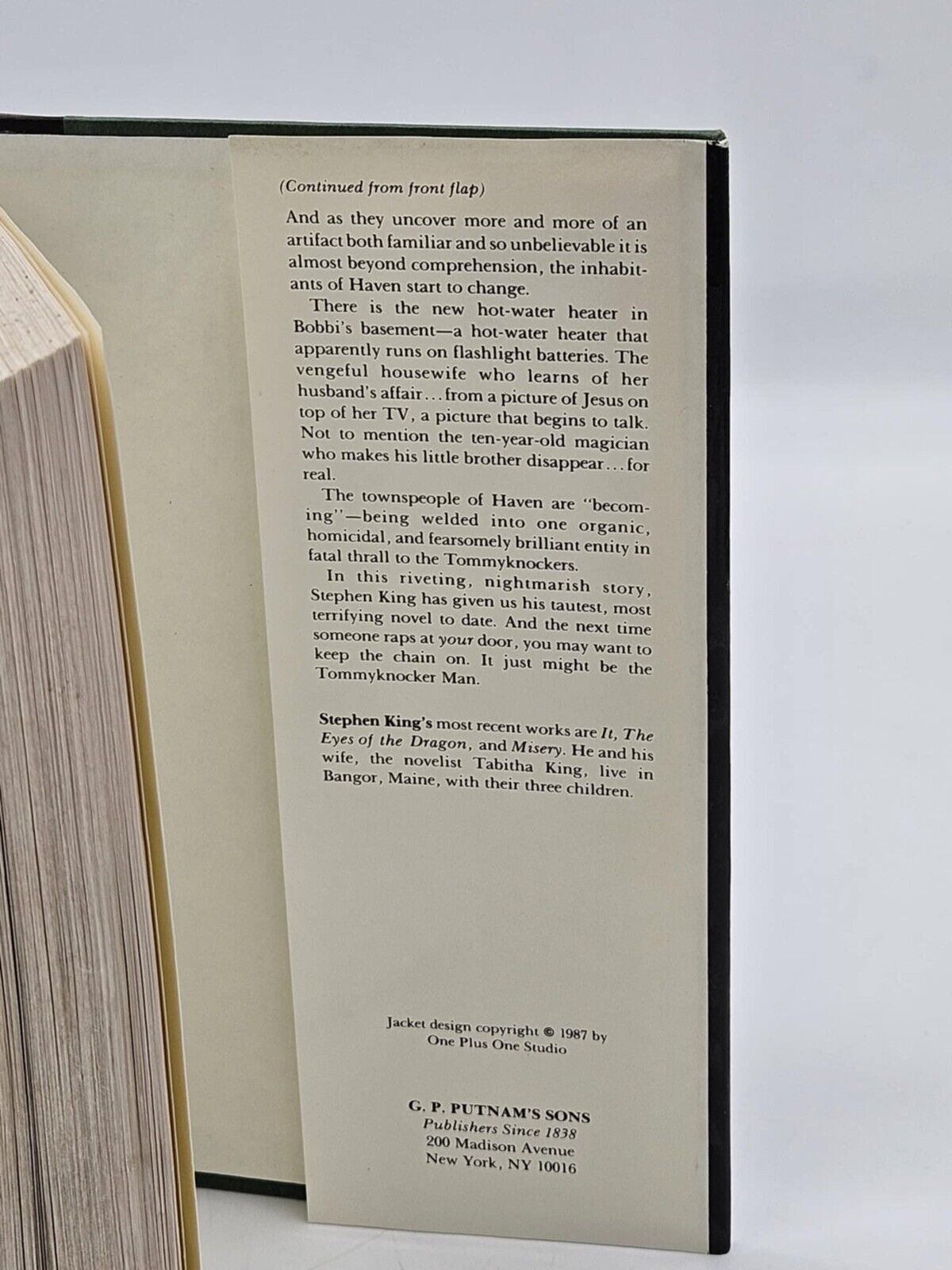 The Tommyknockers by Stephen King (Putnam, 1987) True First Edition Hardcover VG