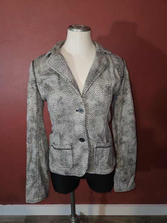 Aeropostale Blazer Black & White Zigzag Pattern Size Medium Lined Jacket