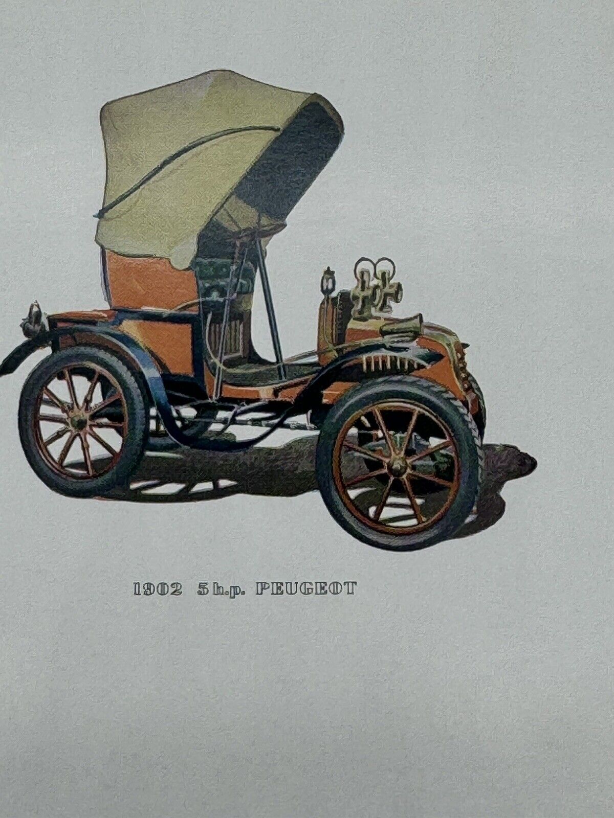 4 Vintage 1958 England Art Prints ~ Early 1900s Autos by Frederick Elmiger