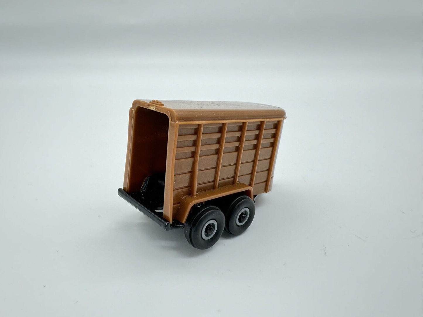 Vintage Mini Ertl Farm Horse Trailer Open Back Diecast Plastic VTG Brown