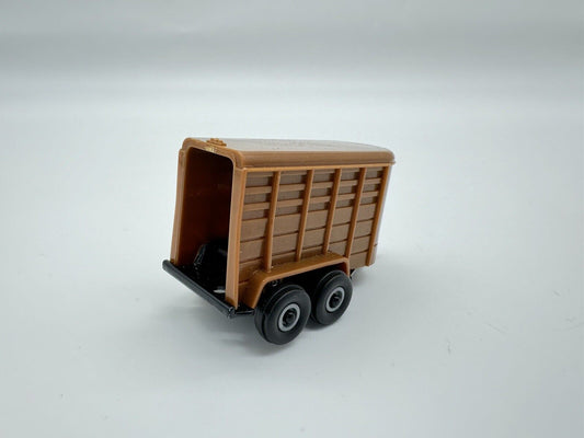 Vintage Mini Ertl Farm Horse Trailer Open Back Diecast Plastic VTG Brown