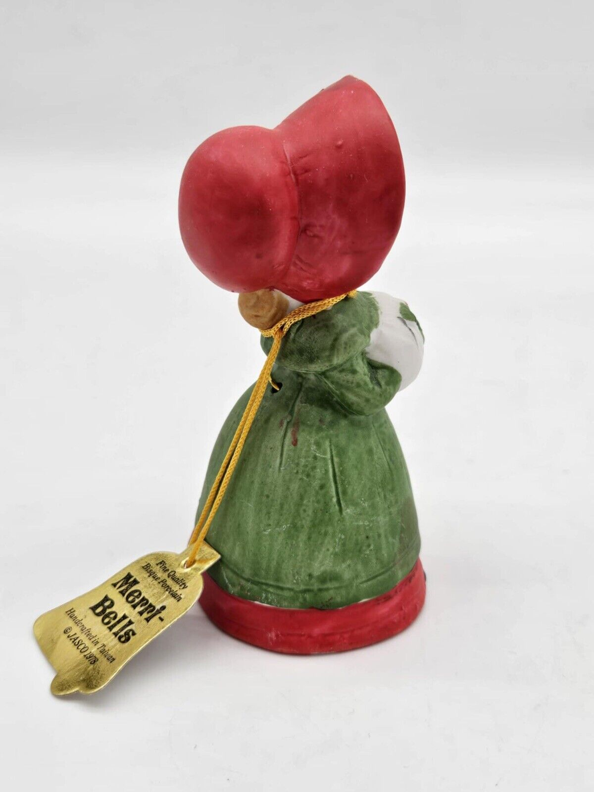 VTG Jasco Merri-Bells Bisque Porcelain Christmas Caroler Figurine Bell Keepsake