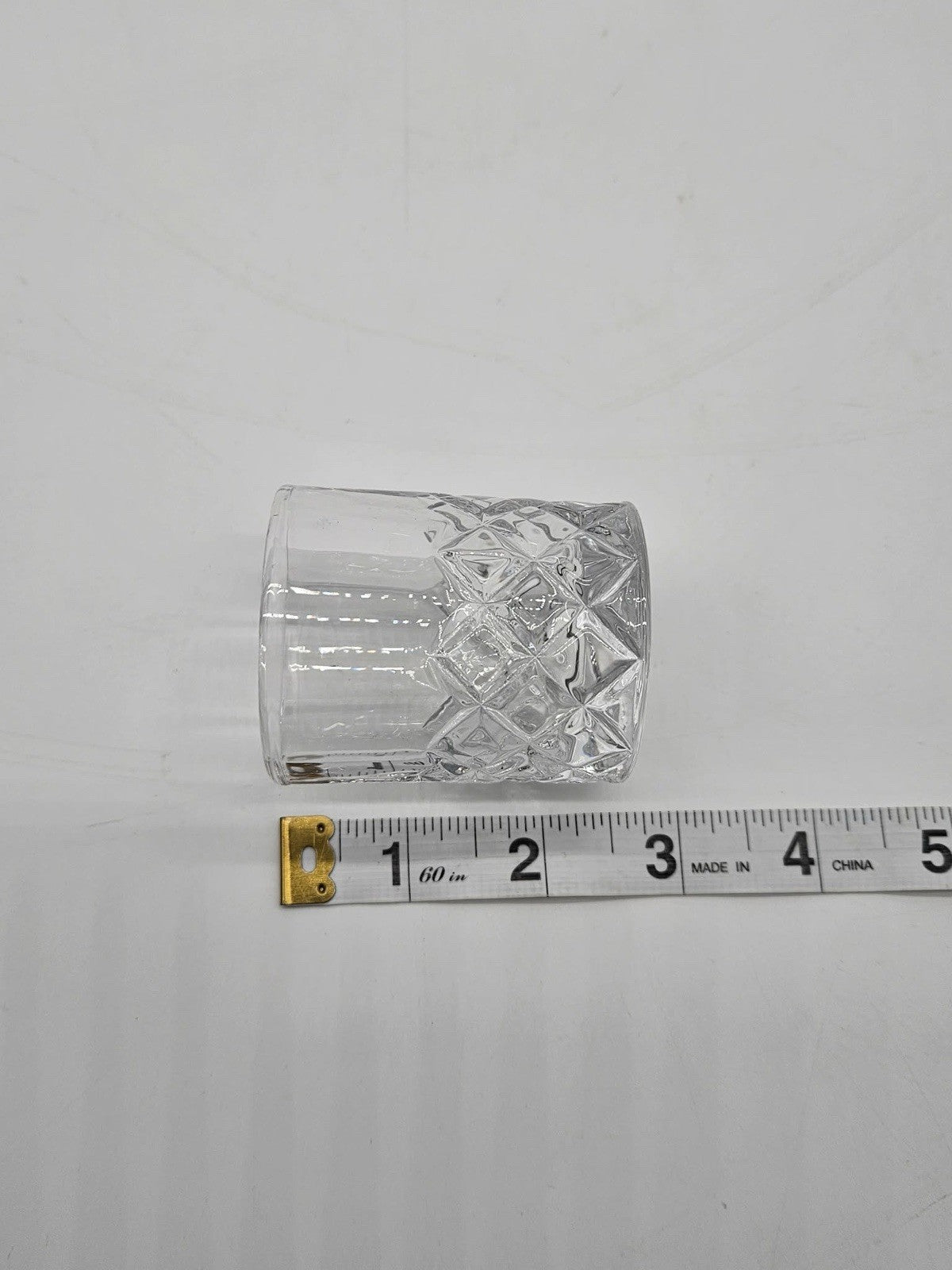 Vintage Diamond Cut Clear Glass Shot Glass Heavy Base Barware