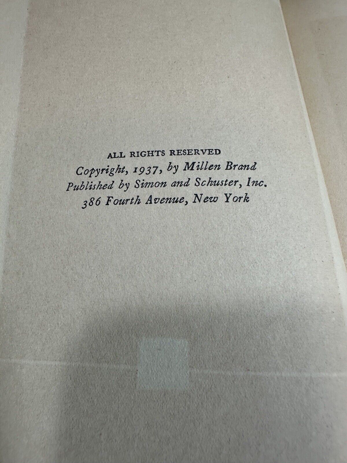 1937 The Outward Room by Millen Brand VBKS