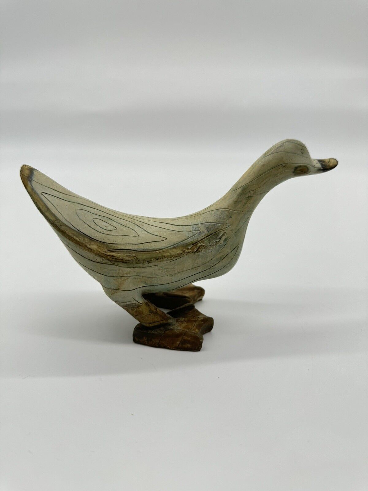 WOOD LOOK DUCKS Set MOTHER & BABY DUCK/ LOOKING DUCK Transpac 12" Decor