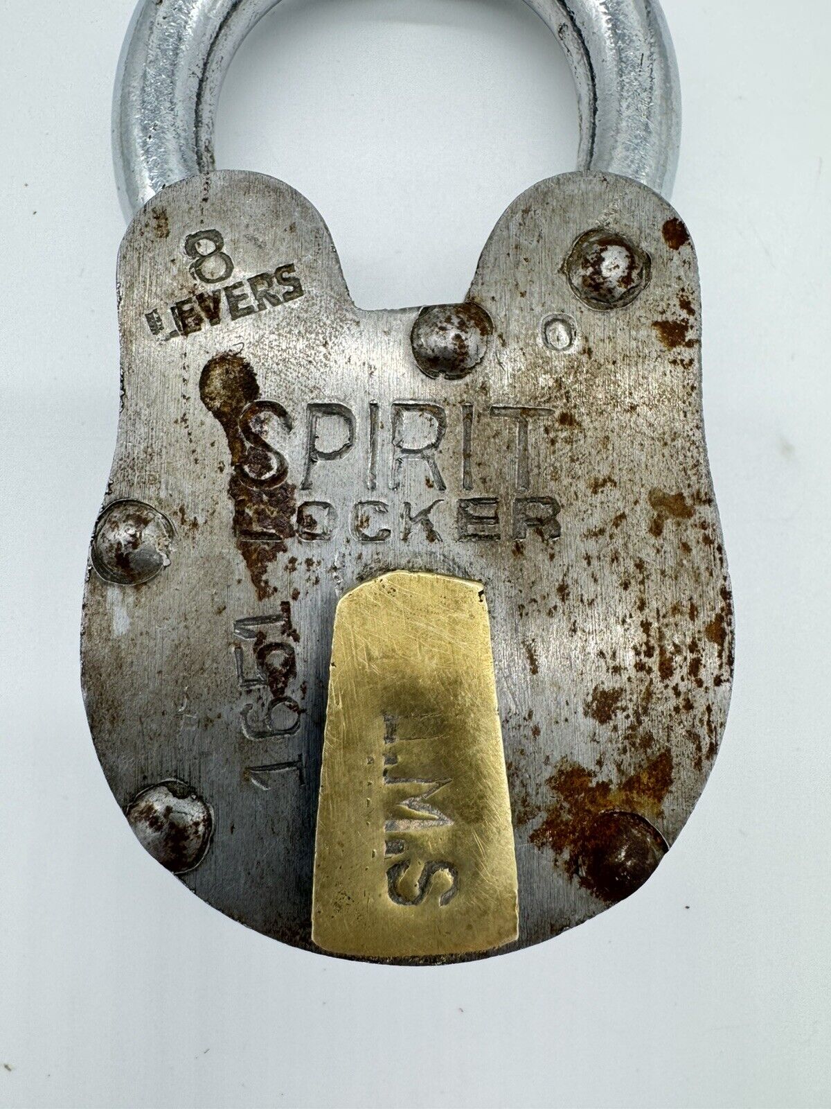 Vintage Iron Lock and Keys w/ Brass Keyhole Cover - Silver - Spirit Locker FNF