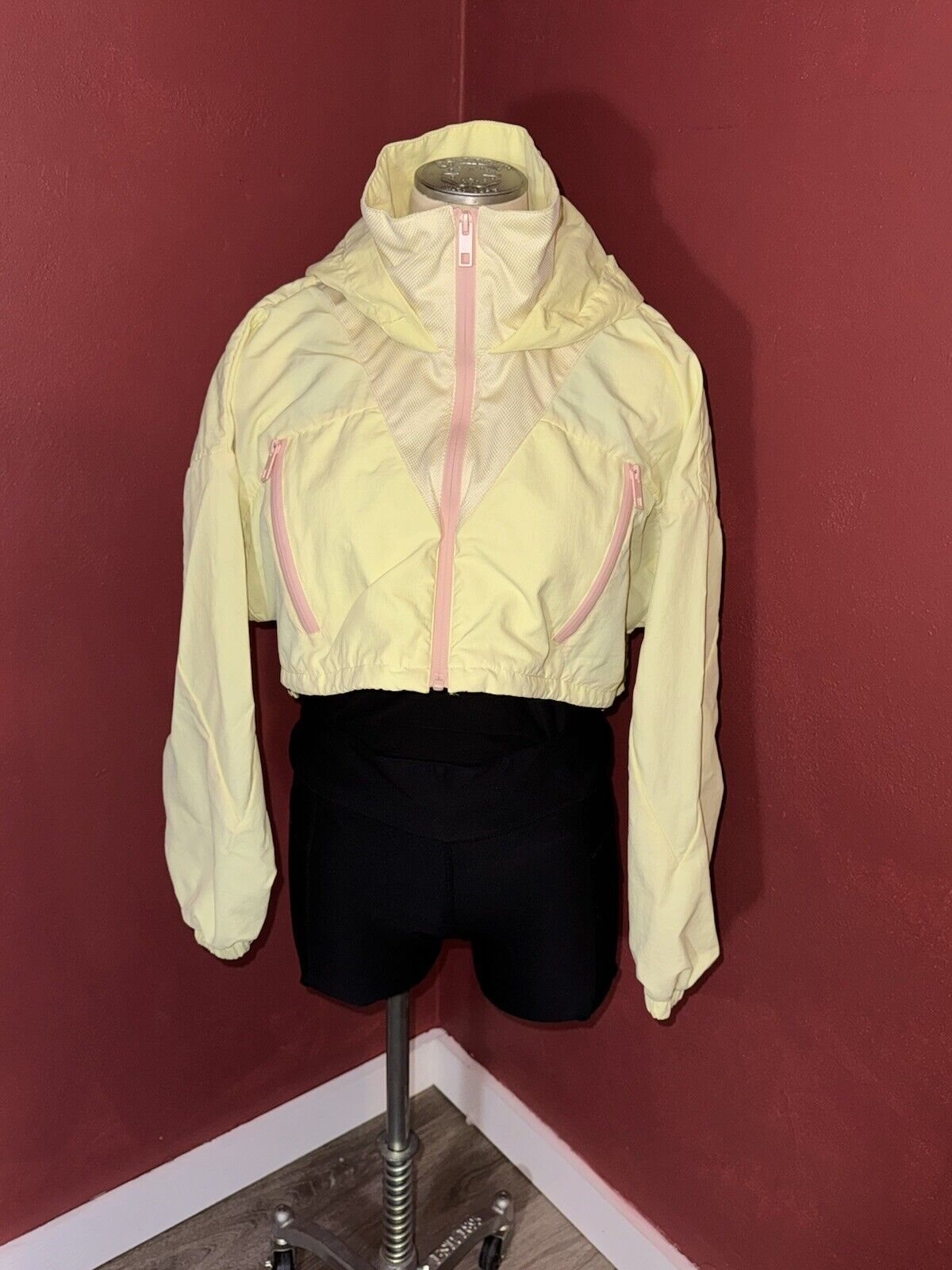 Zara Jacket Womens Sz L Yellow Windbreaker Cropped Colorful Neon Retro 90s WCLTH