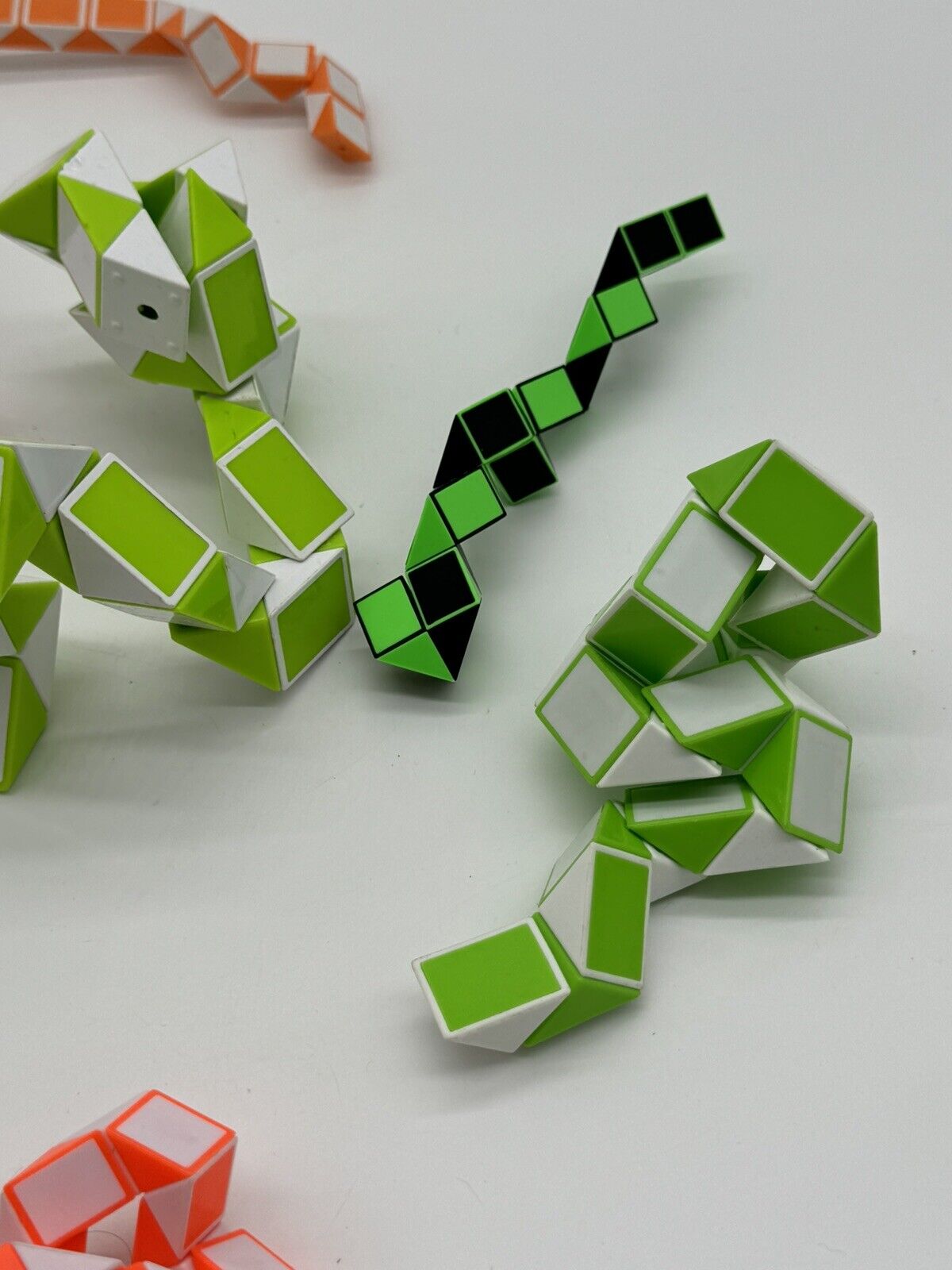 Lot of 6 Vintage Rubiks Magic Snake Puzzle Twisting Triangles 3D Fidget