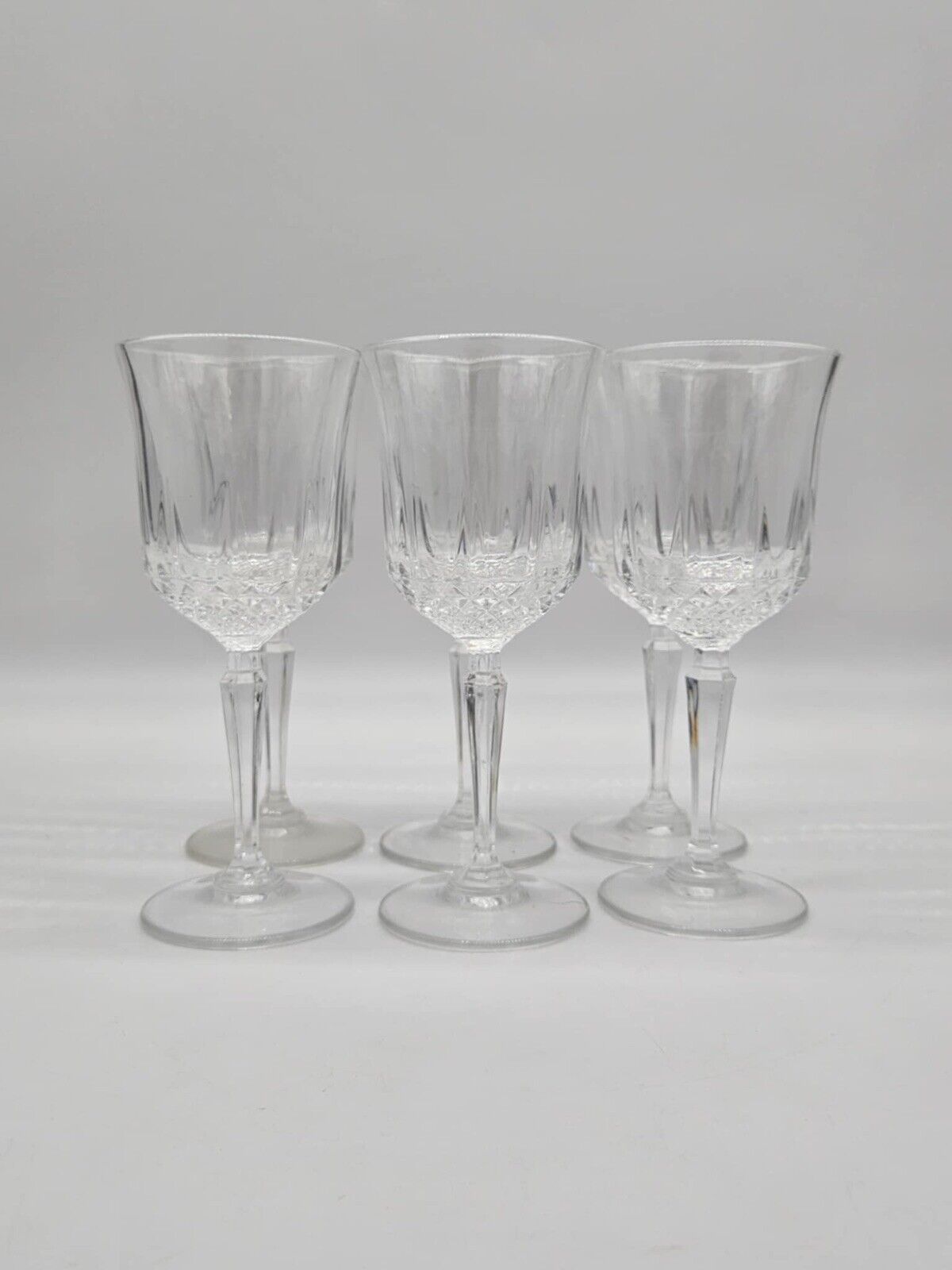 6 STUNNING VINTAGE ST. GEORGE 'AMERICAN HERITAGE' CUT CRYSTAL WINE GLASSES