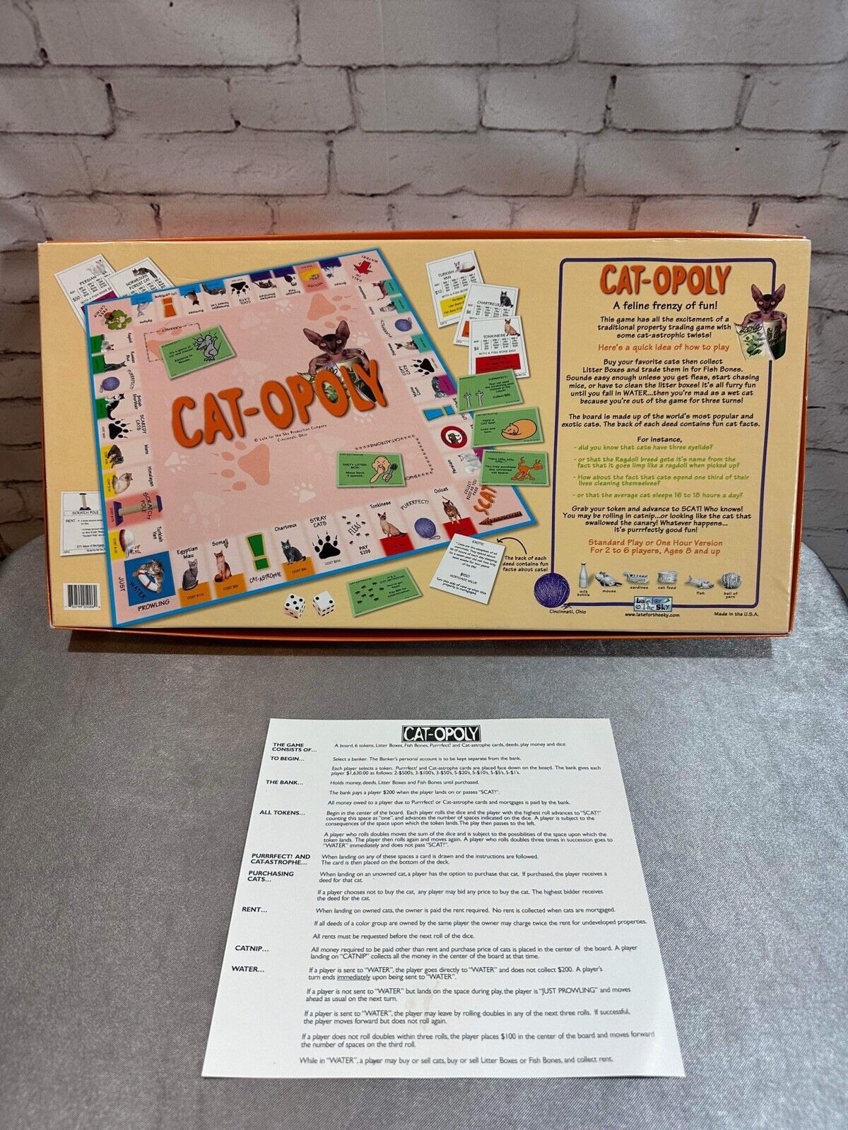 CAT-OPOLY Board Game -- A Feline Frenzy of Fun (monopoly themed) VCGM