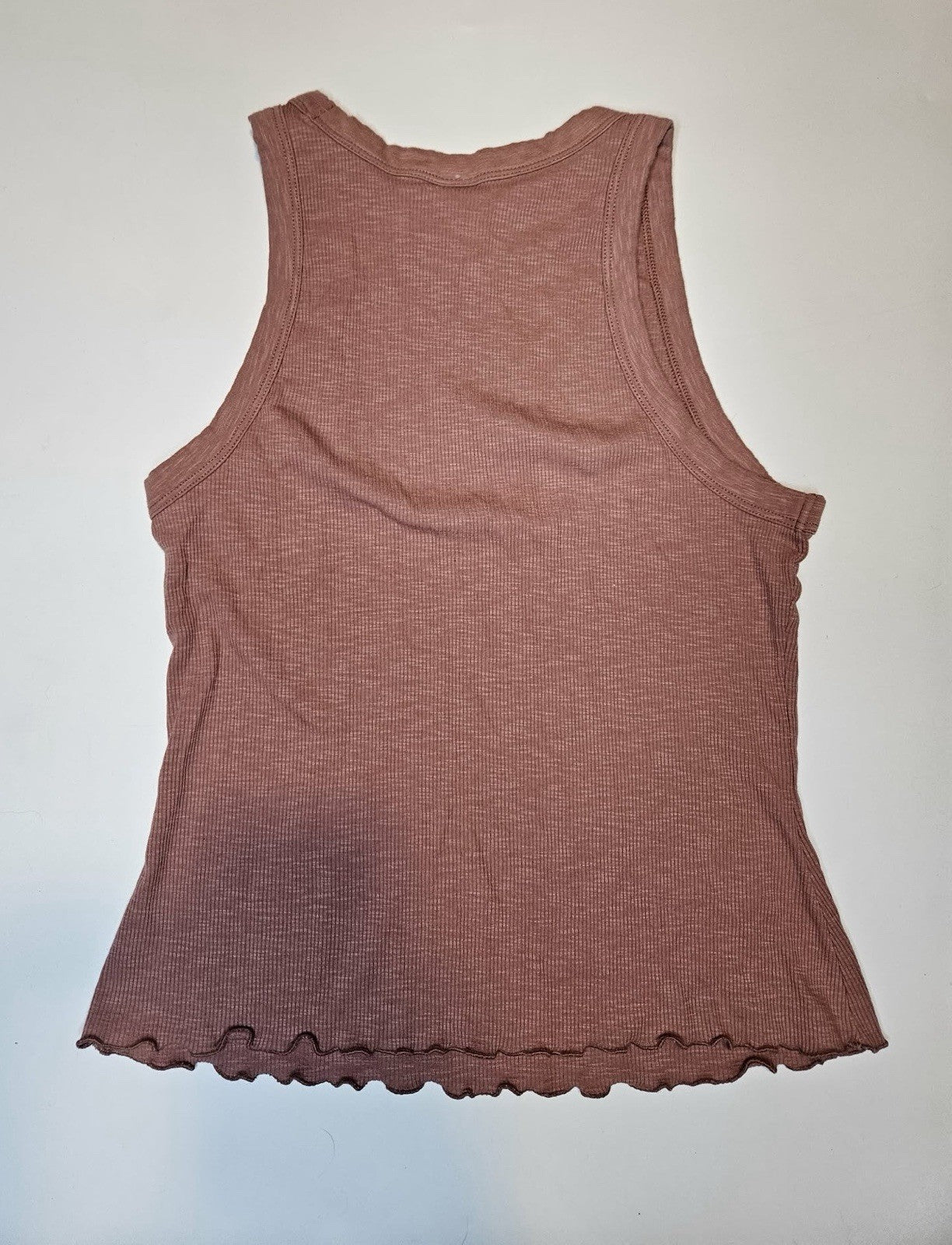 Skyler & Jade Mauve Ribbed High Neck Tank Top Lettuce Hem Size S
